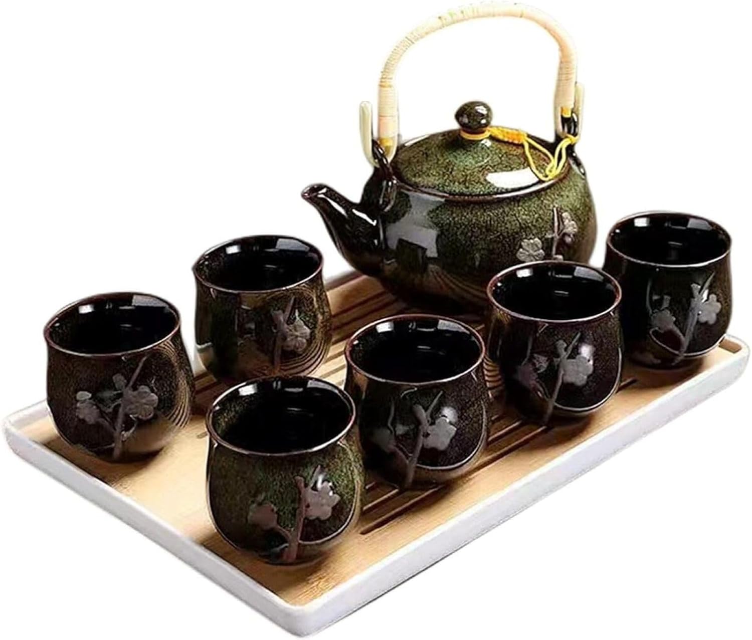 茶器セット 陶器 ティーセット 8点セット 和風 急須 クラシック磁器茶具 湯呑み 茶托 茶器セット ティ..