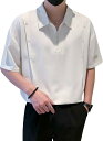カジュアルシャツ ポロシャツ メンズ 春夏 半袖シャツ 開襟 Tシャツ ボタン飾り デザイン性 薄い 軽い 吸汗速乾 体型カバー 無地 シンプル通学 通勤 スト...