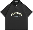 ポロシャツ メンズ 半袖 Tシャツ 開襟 夏 英字柄飾り プリントシャツ 薄い 軽い サマーシャツ 速乾吸汗 体型カバー ヒップホップ 通勤通学 ストリート 欧...