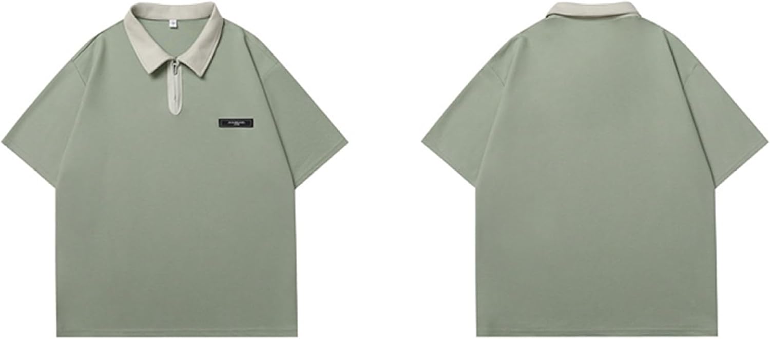 ポロシャツ カジュアルシャツ メンズ 五分袖 無地 折り襟 夏服 薄手 Tシャツ 上着 軽量 窮屈感のない 速乾吸汗 通気 シンプル コーディネート ジッパー 通勤 通学 スポーツ ファッション