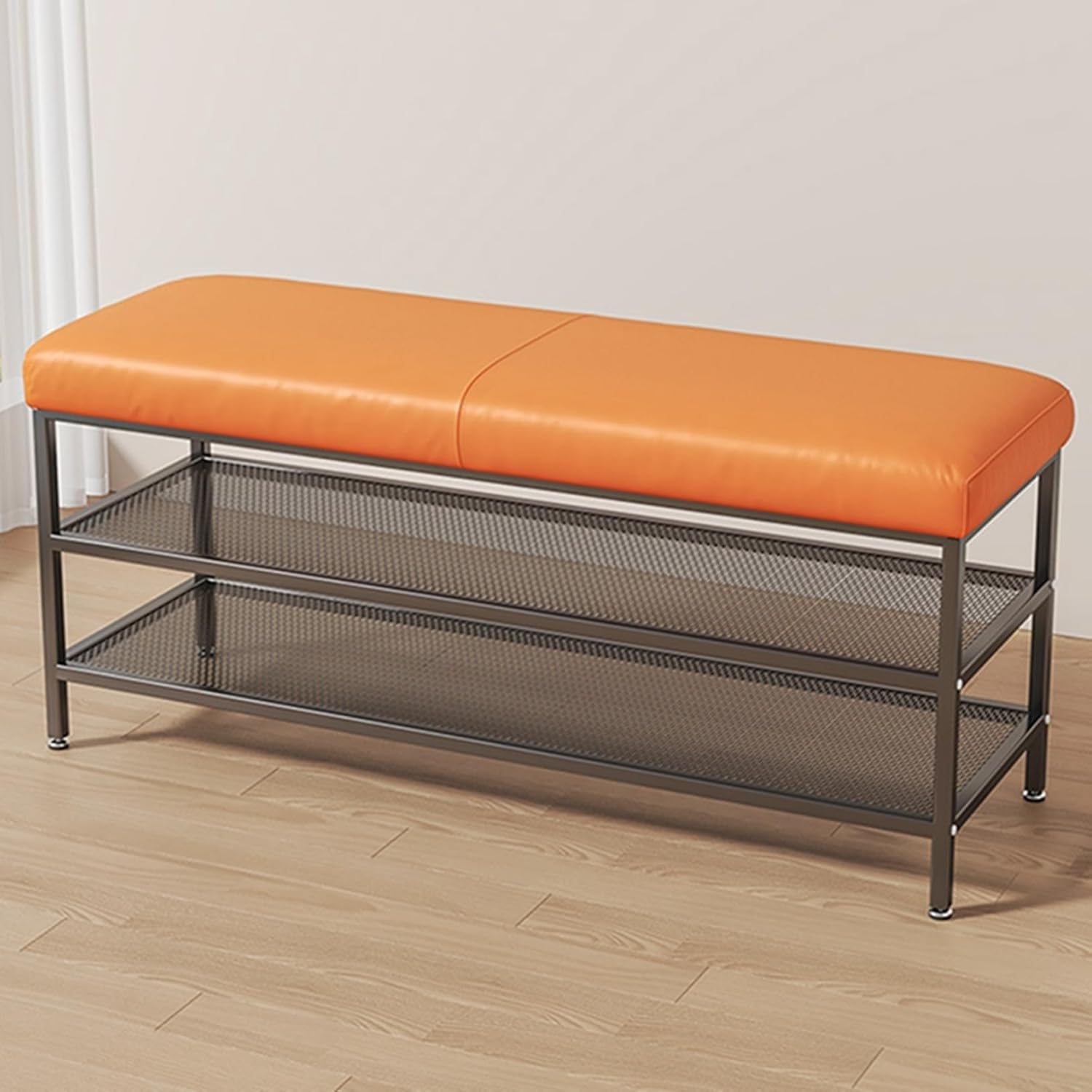 玄関ベンチ シューズラック 収納ベンチ 玄関収納 3段 座面クッション 高反発 長椅子 北欧 シューズラッ..