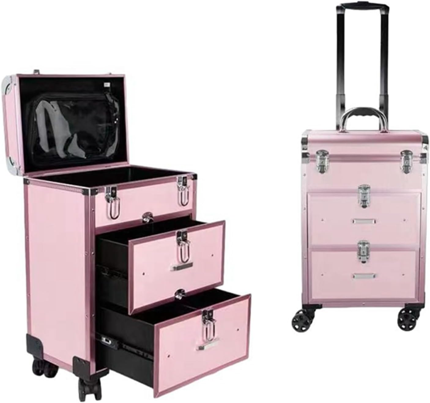 メイクキャリーケース 大容量 コスメボックス キャスター付き 引き出し アルミ メイクボックス プロ仕..