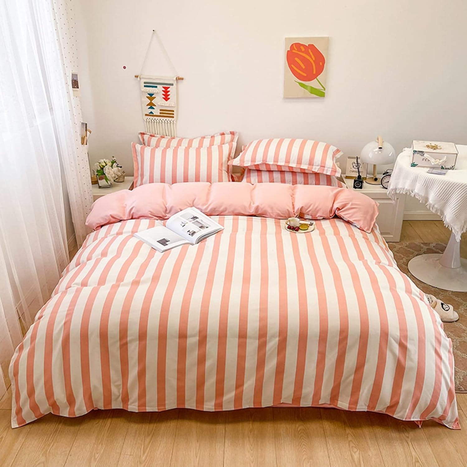 コットン100％ 布団カバー 可愛い レディース 花柄 シングル ダブル 四季兼用 うさぎ くま 3・4点セッ..