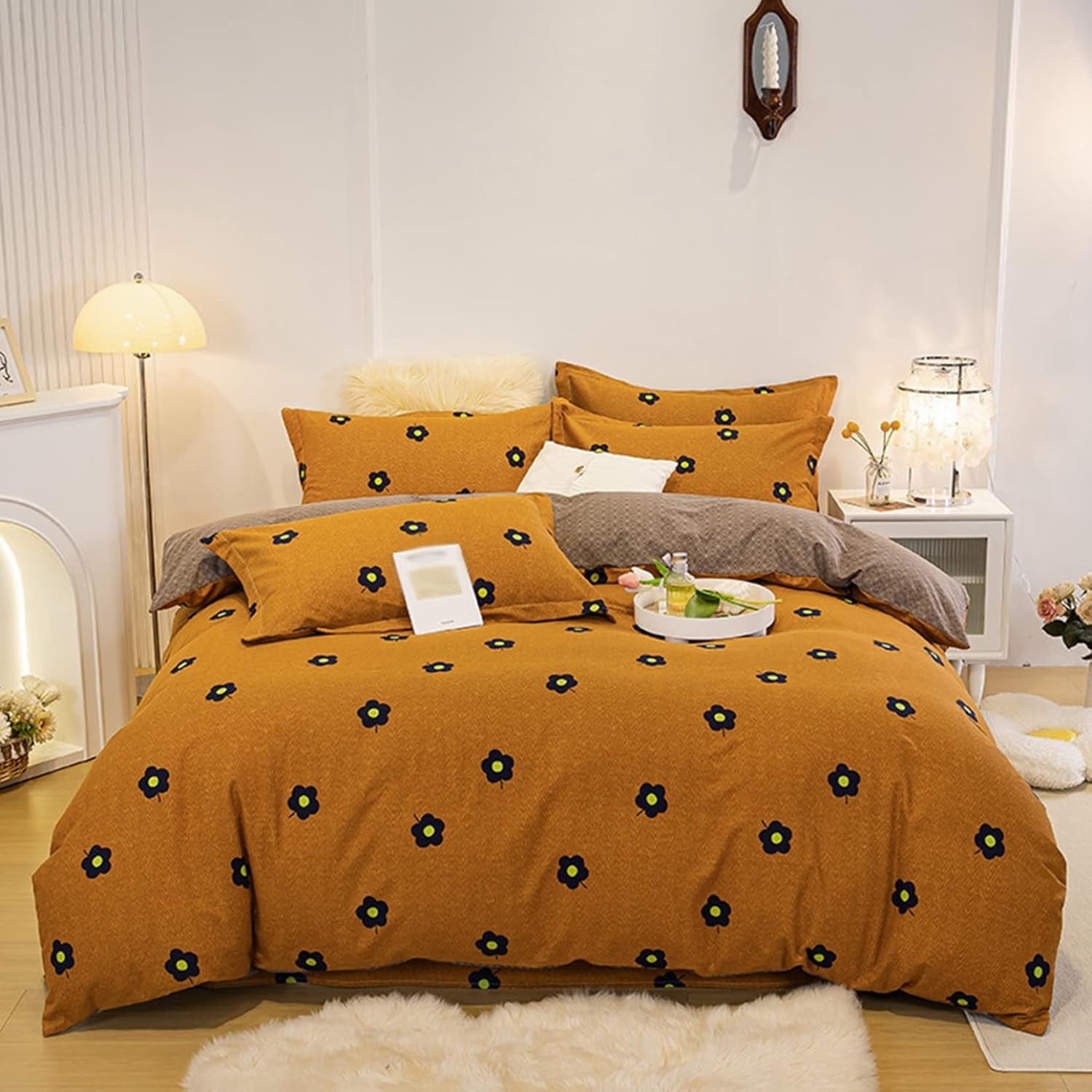 ふとんカバー 純綿 総柄 インテリア 3・4点セット シンプル 花柄 千鳥格子 四季兼用 シングル ダブル ..