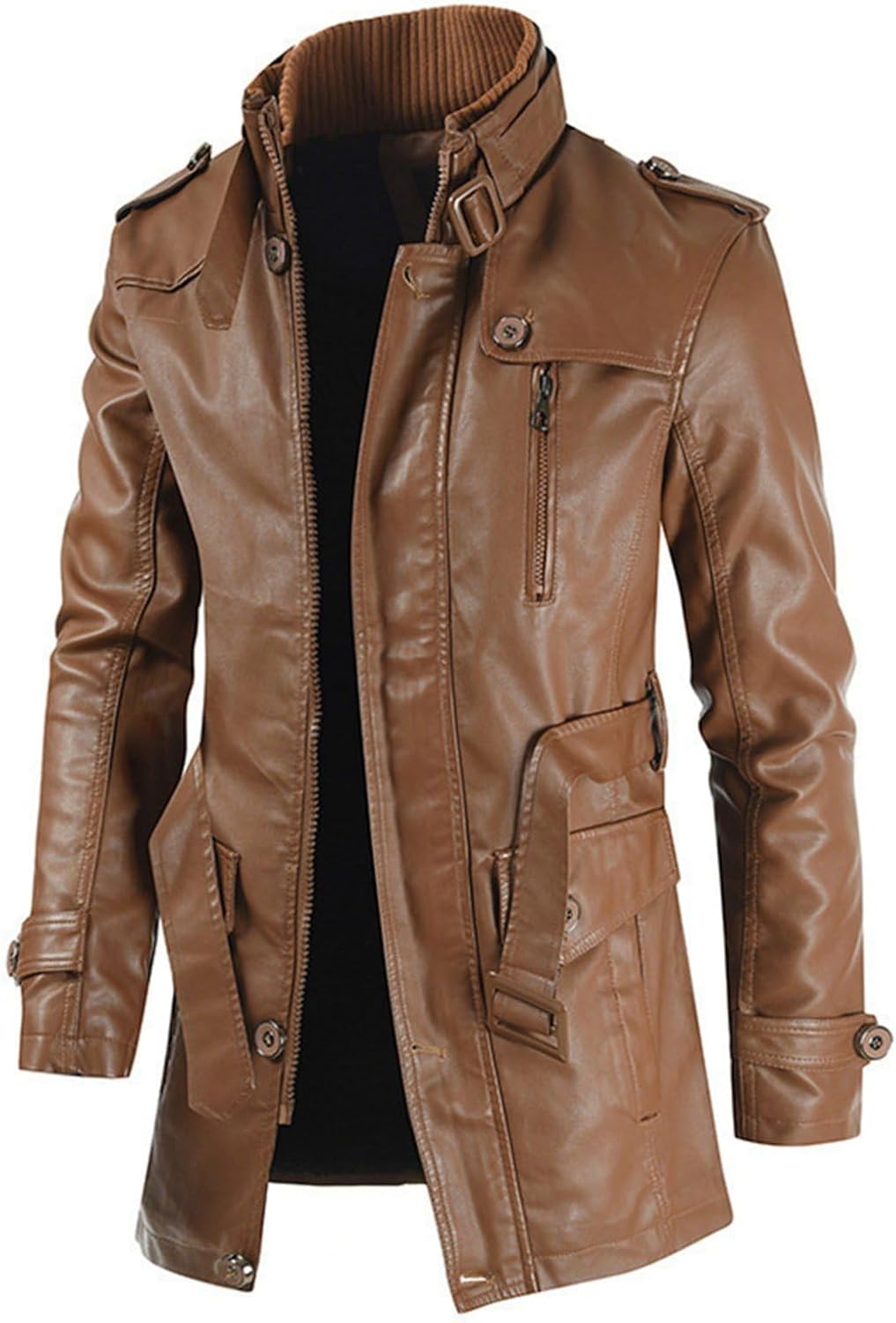 　　　 -------商品詳細------- ?お体のサイズをお目安に、ご購入を勧め致します。サイズは平置きでの採寸につき、若干の誤差がある場合がございます。 ?スムースタイプPUレザーを採用して、ボトムスに細身のものを合わせるだけでスタイリッシュで大人なコーデが手軽に完成する万能アイテムです。 ?高すぎない細身のスタンドカラーで首周りはスッキリに着れます。シルエットは程よいリラックス感があり、こなれた雰囲気の着こなしがお楽しみいただけます。「着るだけでお洒落になる」そんなジャケットです。 ?裏起毛：秋冬に向けのメンズジャケットが登場しました。裏起毛のデザインなので、保温効果が強い、セーターなどをインして、真冬にも暖かく、おしゃれに過ごせましょう！ ?適用場合：秋冬の寒い時期の防寒具として暖かいファッションジャケットです。ウオーキング、登山、釣り、キャンプ、通勤などの幅広いなどのシーンで利用することができます。機能性にもしっかりこだわった一枚に仕上げています。説明 ??????ご来店いただきありがとうございます。?????? うちの商品をご覧になる際に、以下のことを説明させていただきます。 ★「商品特徴」 ★サイズの詳細は左画像商品説明をご覧下さい 。サイズについて何か不明な点があれば、ご連絡下さい。 ★高品質PUレザーを採用し、質感と光沢があり、感触も十分に心地よい。適度な厚みで、秋冬春でも気軽に着られるライダースジャケット。 ★表地には撥水加工も施されているので、水濡れにも強く、軽い雨の日でも気軽に着用して頂けます。 ★シンプルでベーシックなデザインなので、デニムやチノパンなど幅広いアイテムとも相性抜群！インナーにTシャツはもちろんですが、シャツやパーカーアイテムとの相性も抜群です。 ★適応場合：通学、通勤、アウトドア、旅行、登山、ハイキング、自転車、ウオーキング、キャンプ、トレッキング、釣り、バイクなどのアウトドア活動に適応です。 ▲注意 ▲画面上と実物では多少色具合が異なって見える場合もございます。光とスクリーンのためにわずかな色の違いが許容されるべきであることに注意してください。 ▲商品の品質には万全を期待しておりますが、万が一、不良、破損、誤納品などがございましたら、お知らせ下さい、対応させていただきます。 ▲注意：合成皮革の製品に関しての独特な匂いがしますが、風通しのいいところにしばらく置いておくと、ゆっくり散られます。PUジャケットの洗濯について、しっとりと柔らかいタオルで汚れをやさしく拭き、風通しのいい場所で陰干し願います。日光に当てることをなるべく避けてください。