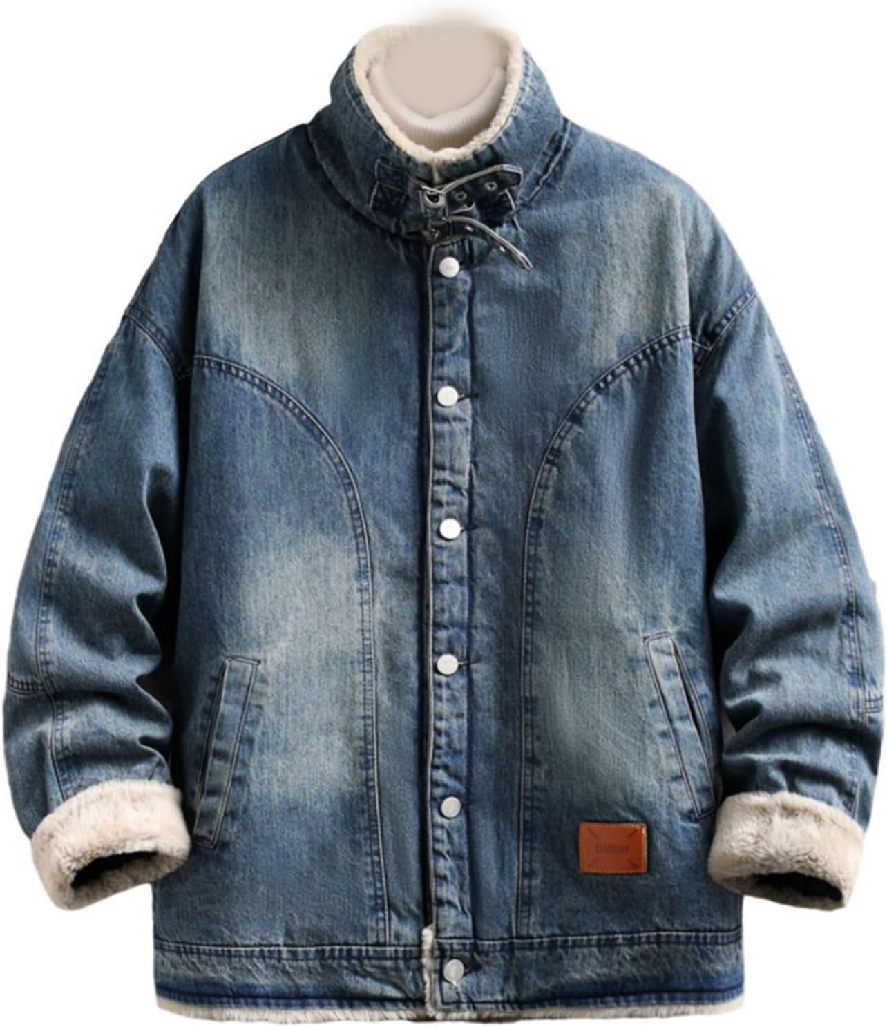 ボアデニムジャケット メンズ ベルト付き 総裏ボア ボアジャンパー ショート丈コート アウター 秋冬着 ..