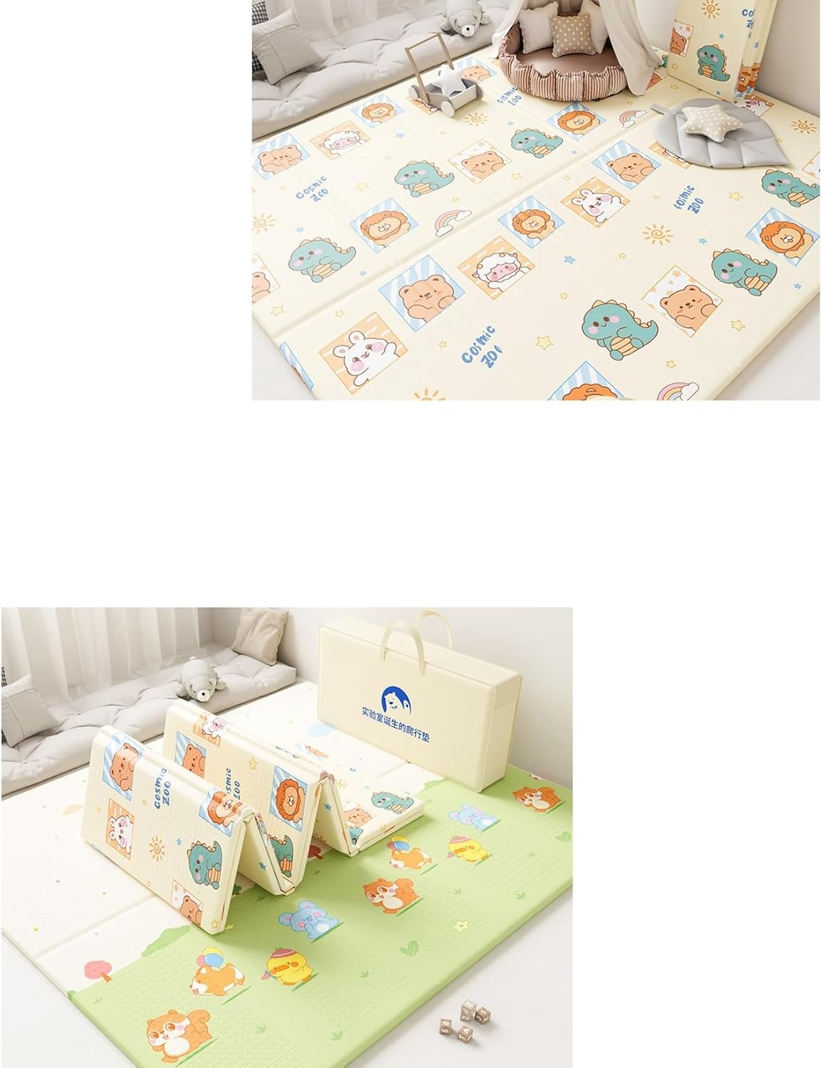 プレイマット 折畳み キッズカーペット 夏用 遊べる 知育 リバーシブル 遮音 転倒防止 子供用カーペット 180*200厚1.0cm キズ防止 防ダニ かわいい リビングルーム 居間 ダイニング 冷