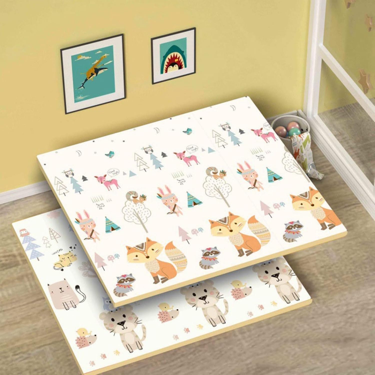 プレイマット 遊びマット 赤ちゃん キッズ ベビー 幼児 子どもプレイマット 折り畳み式 ベビープレーマット 収納便利 衝撃緩和 防水 ベビーマット ゲームパッド 持ち運びやすい XPE素材 1.8m