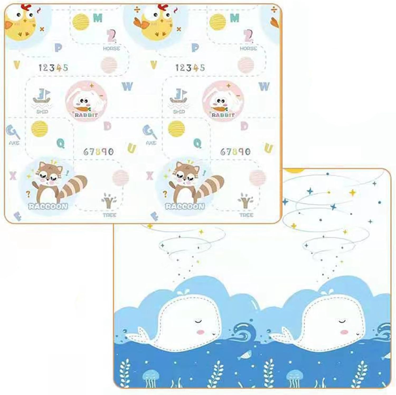 ベビープレイマット 子供用 遊びマット 折り畳み式 極厚 両面使用ラグマット ベビーマット 安全無毒 防水 カーペット クッションマット 防汚防音 子供部屋 保育園 学校 収納便利 2mX1.8m*1