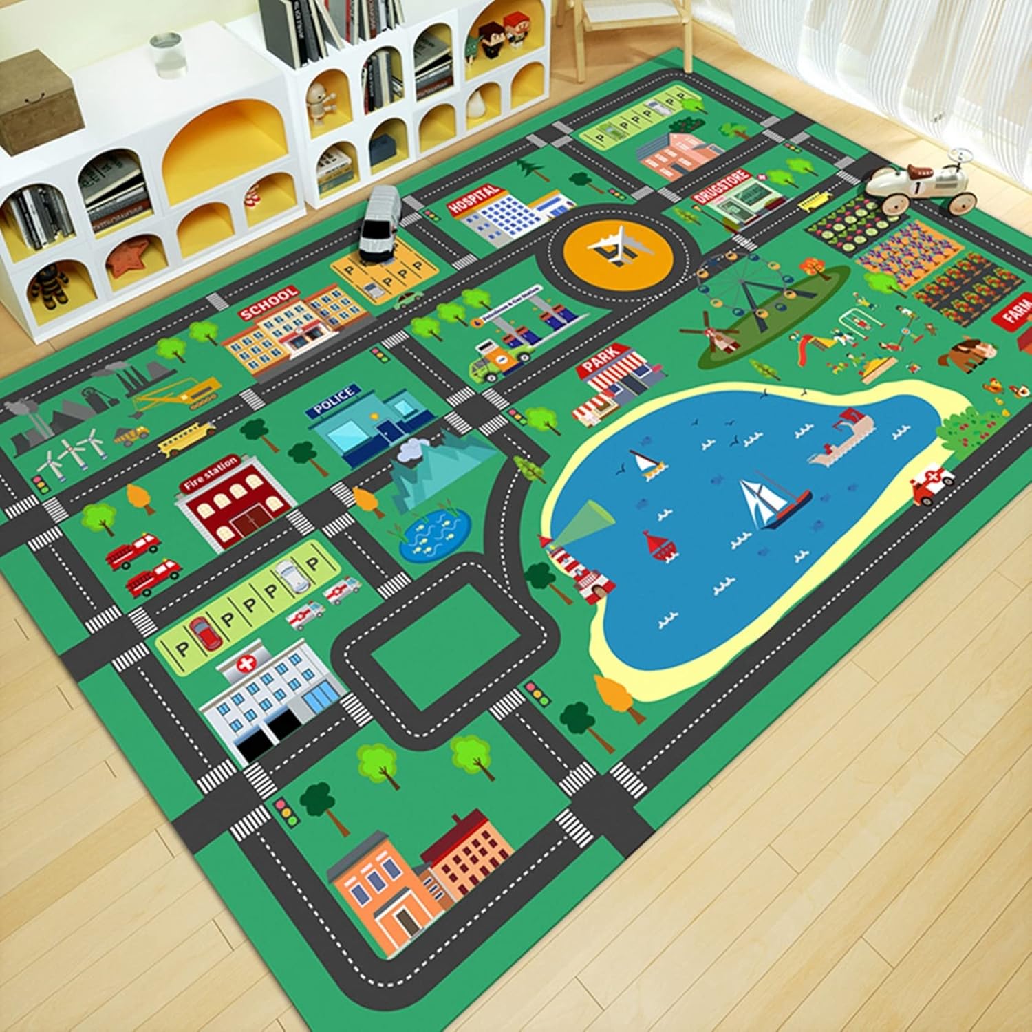 子供用 プレイマット 道路ラグ ロードマップ 線路図柄 遊びマット ベビーフロアマット 小学校 洗えるラグ 厚手 誕生日お祝い キッズラグ 地図 水洗い可 大きい ダイニング 幼稚園 保育園 居間 1
