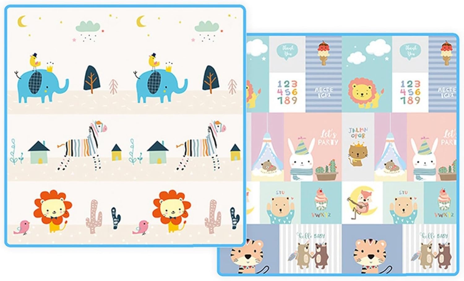 ベビープレイマット 遊びマット 200*180*0.8cm 赤ちゃん 折りたたみ 防音 防水 安全素材 遊べる 両面使用可 滑り止め フロアマット 厚 防汚 防音 教育促進 滑り止め 防ダニ 誕生日