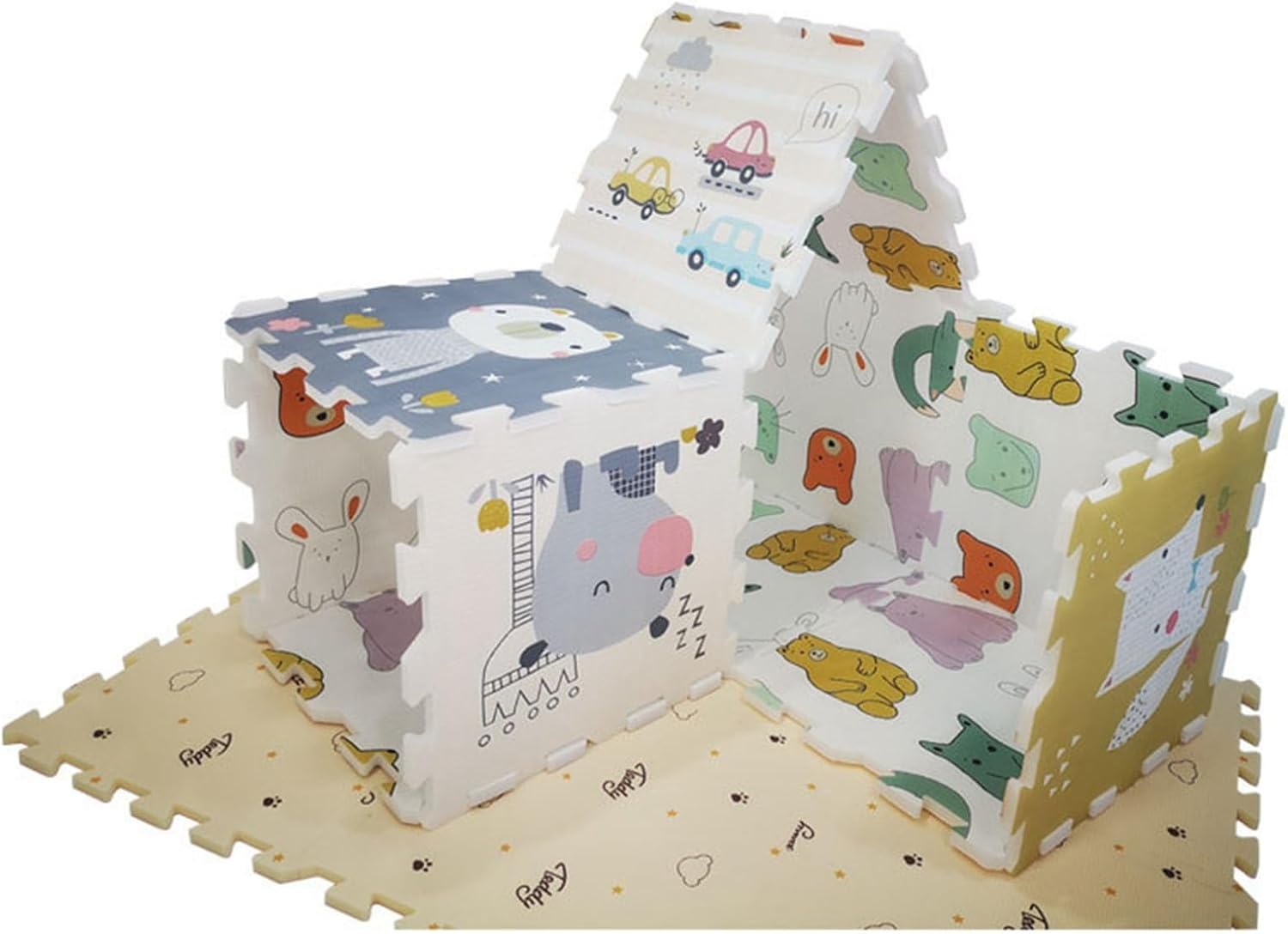 ジョイントマット XPE素材 ベビー 子供 プレイマット 下敷き アニメ かわいい 遊び場マット 高反発 サイレント 滑り止め 58*58*2CM（6枚） スプライスマット 収納便利 DIY 転倒防止