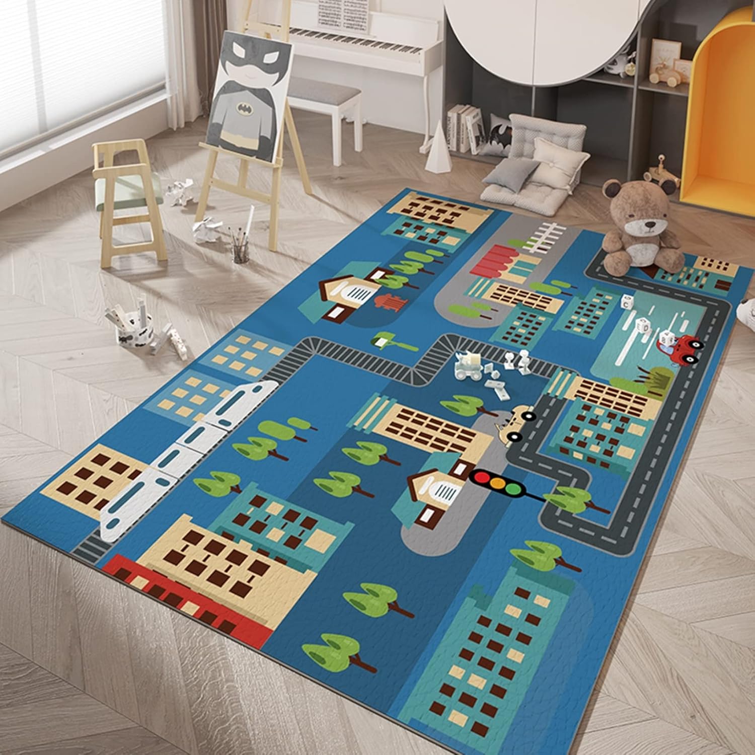 プレイマット キッズ 大判 ゲームパッド アルファベット 線路 知育 道路 動物園 多機能 キルティング ..