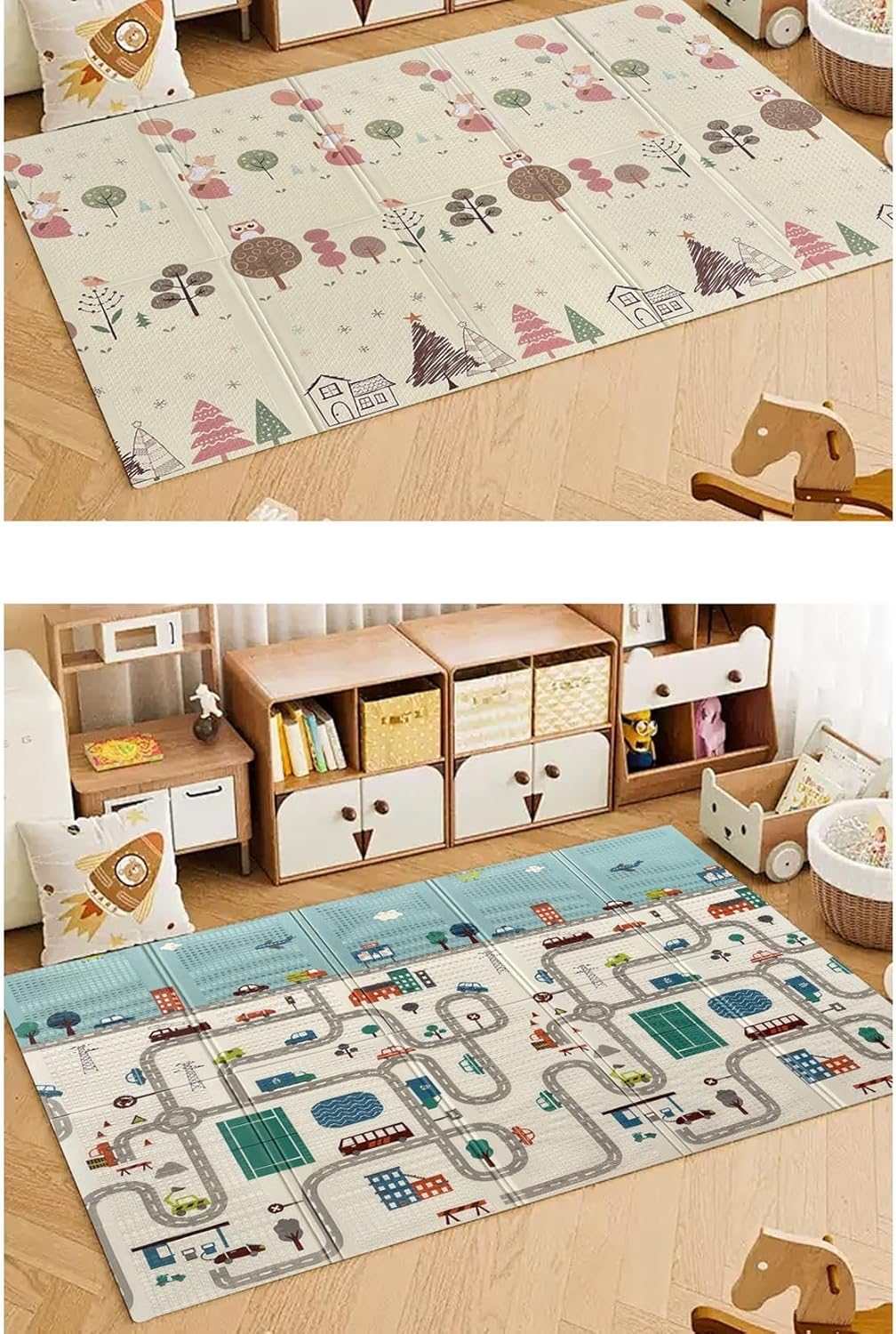 プレイマット 子供部屋マット 両面使用可 軽量 夏用 遊べる カーペット 知育 遮音 転倒防止 ベビーフロアマット 180x200cmx1.0cm キズ防止 防ダニ おしゃれ キッズルーム 幼稚園 保