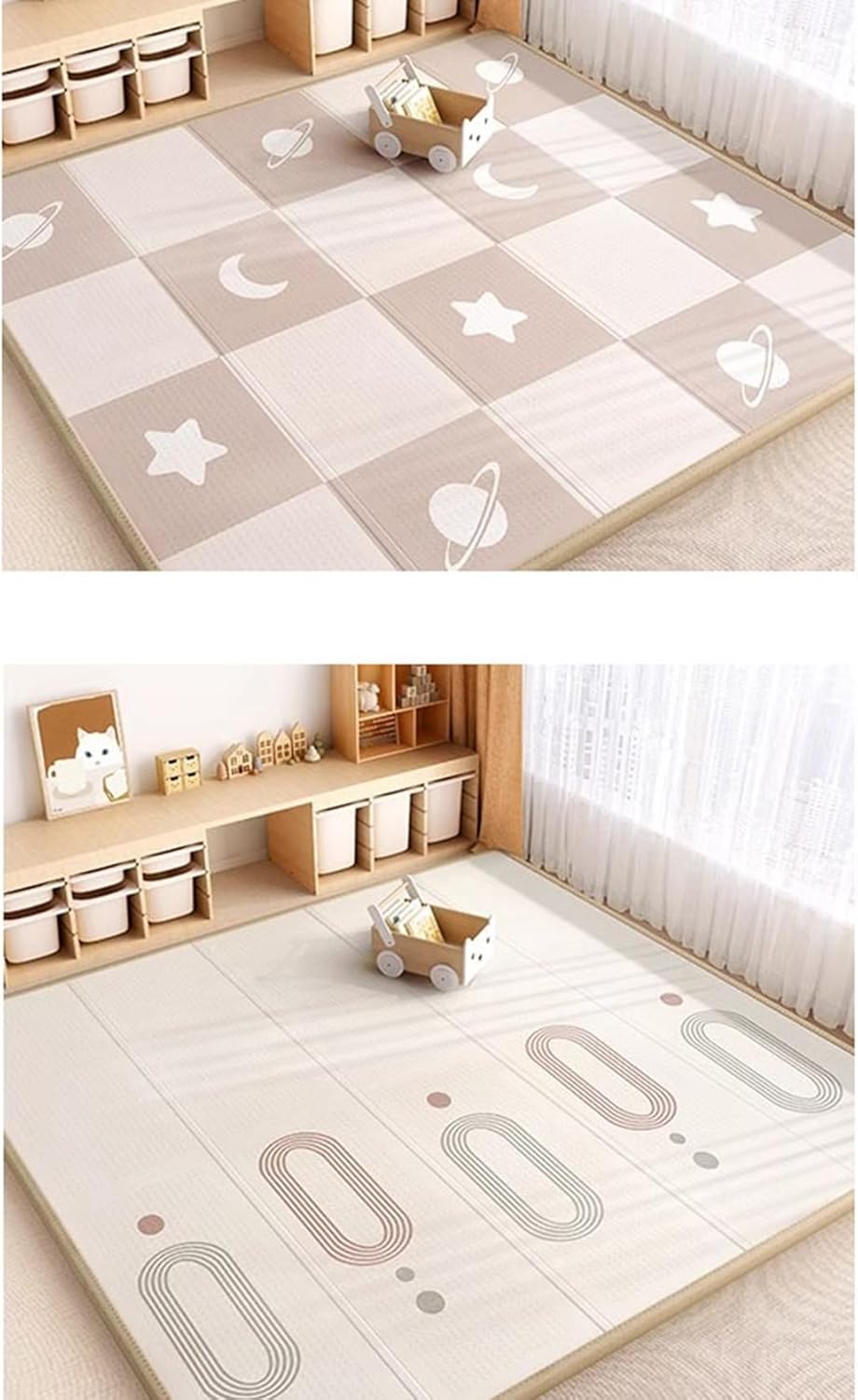 　　　 -------商品詳細------- 【折り畳み式・幅広い用途】軽量化設計で、持ち運びや片付けも楽々。 一年中使用できるプレイマットは、誕生日や出産の贈り物としても喜ばれます。 また、遊んだりお昼寝したり幅広い用途で使い方いろいろ♪ 写真映えするかわいいカラーなので、赤ちゃんの成長記録用の写真背景にも最適。 【かわいい】楽しくて教育的な敷物。子供や幼児にインタラクティブな方法で教えるのに最適です。友情を強化し、親子関係をより調和させるために、赤ちゃんに遊んでもらいましょう。 【知育カーペット】子供用のABCラグはかわいいパターン、ABC文字、数字、単語。 親は赤ちゃんに素晴らしい遊びながら学習を教えることができ、赤ちゃんの学習啓発を促進します。可愛い動物を見て指で触れて、子供がきっと好きになり、自分で遊ぶことも楽しめます。 【生活防水・防汚効果】赤ちゃんのよだれ、飲みこぼしはさっとひと拭きすればOK。カバーの素材はPU防水レザーなので、食べこぼしやらくがき（水で落とせるクレヨン）ならすぐに拭き取ればOK。 【遊びながら学べる楽しいデザイン】小さい赤ちゃんから小学生まで幅広く使える可愛いプレイマット。子供が大好きなプレゼント・出産祝い・誕生日ギフトなどに最適！説明 ■【様々なシーンにおすすめです！】 ?夏はエアコンによる冷え過ぎをカバーし、冬はホットカーペット・床暖房対応、梅雨時に問題なく使用しています。オールシーズンで使えます ?ベッドの辺、玄関、和室や客間、リビング、ダイニングなどの人が集まる空間や、寝室、書斎、プライベートルームといった落ち着きを演出する空間など、どのお部屋にもぴったりです。 ?いぐさラグはひんやりと冷たい涼感ラグとして使用することができます。そのため、夏用ラグとして使うことができます。夏ラグとして自然なお部屋づくりをすることもでき、 ?フローリングに敷くことで、洋室の中に和室を作ることもできます。和モダンな雰囲気も作ることができます。リビングや客室のような、和風テイストをお部屋に取り入れたい場合にオススメの商品です。 ■【メリット】 ?置きたい場所に合わせて大きさを調整することができ！ ?マットを1枚敷くだけで、日常の中の小さい傷や汚れから大切な床を守り！ ?清掃簡単・繰り返し使用でき；洗濯機で丸洗い、汚れたらサッと洗っていつでも清潔！ ?長い梅雨の日でも大雪の日の中でもフロア汚れを最小限に抑えます ?カーペット表面の凸凹が屋内に持ち込みたくないホコリ汚れや水などをしっかり捕らえ、吸収 ?吸音性が高い、様々なところに適しています ?滑り止めに優れ、安全に使えます ■【ご注意】 ?素材特有の匂いがある場合がございます。そのままに開けて、（2-5日）しばらく後自然に匂いがなくなります！ ?安心サービス：万が一商品が問題あるなら、すぐにご連絡ください, 必ず満足できるアフターサービスを提供いたします。