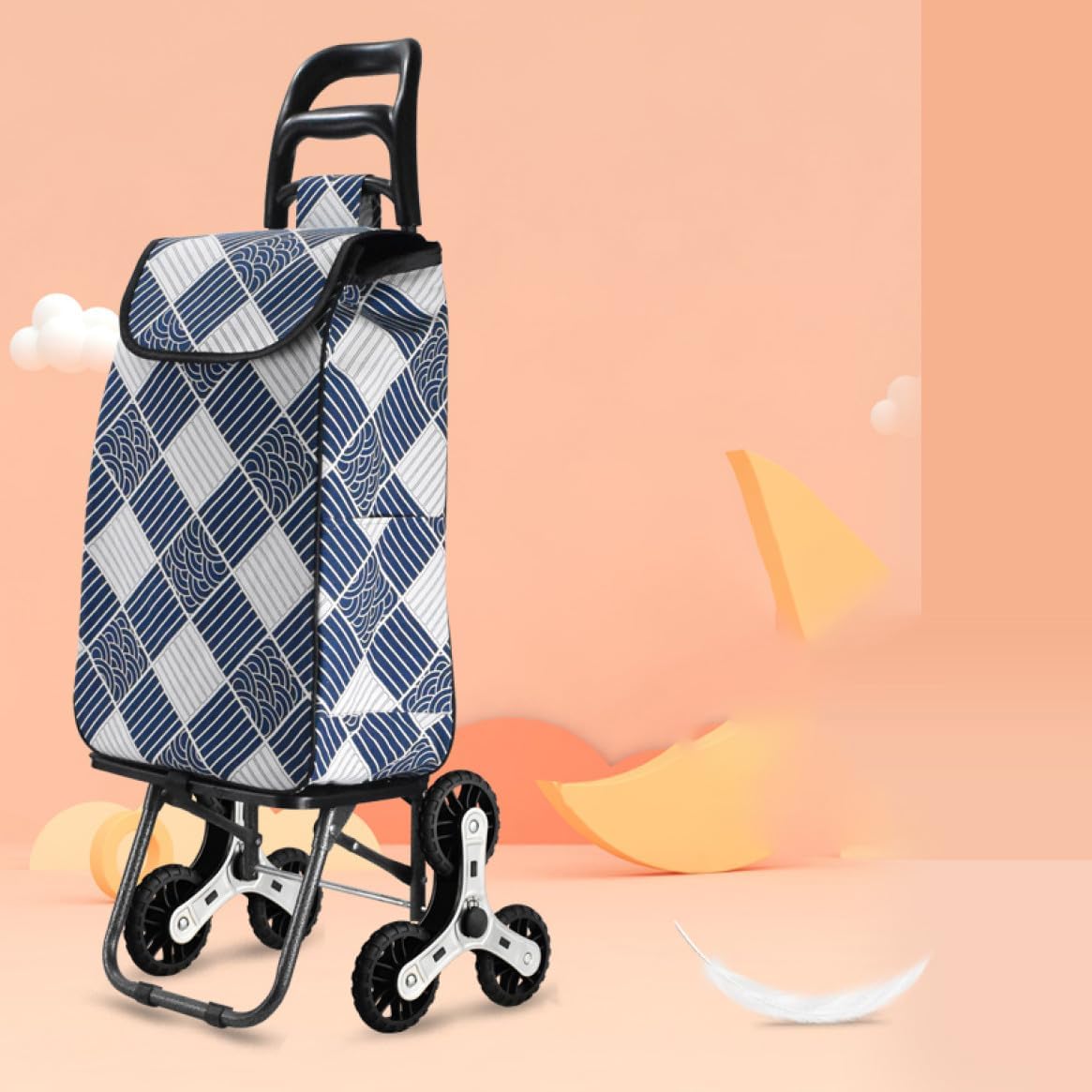 階段を昇り降りできる キャリーカート ショッピングカート ショッピングキャリー キャリーカート 3輪式 段差も楽々 耐荷重 大容量 軽量 カラー5 台車 荷物運び 買い物カート 97cm 綿麻製 洗え