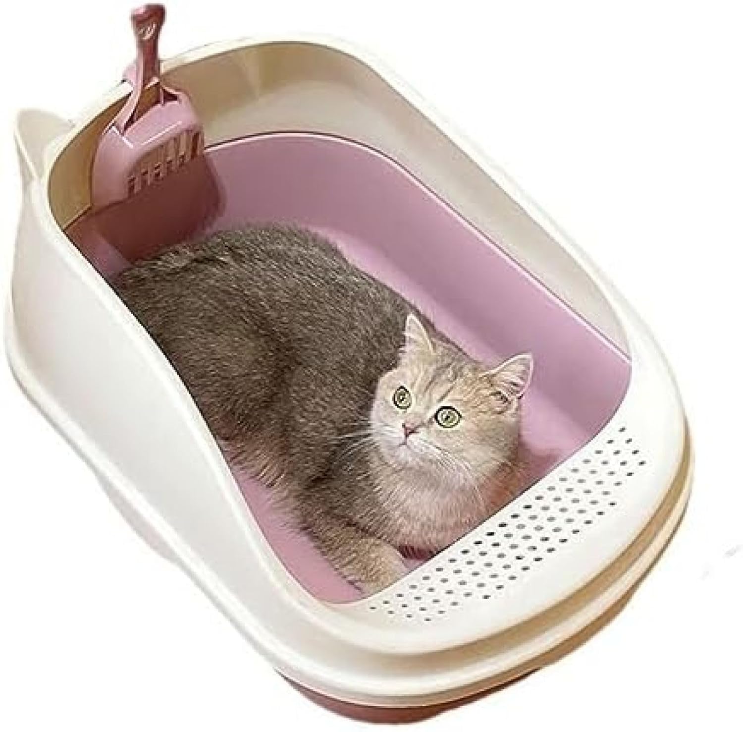 超大型猫用トイレ 半密閉型 猫 トイレ オープンタイプ 砂の飛び散り防止 大きい猫 多猫 猫用トイレ本体..