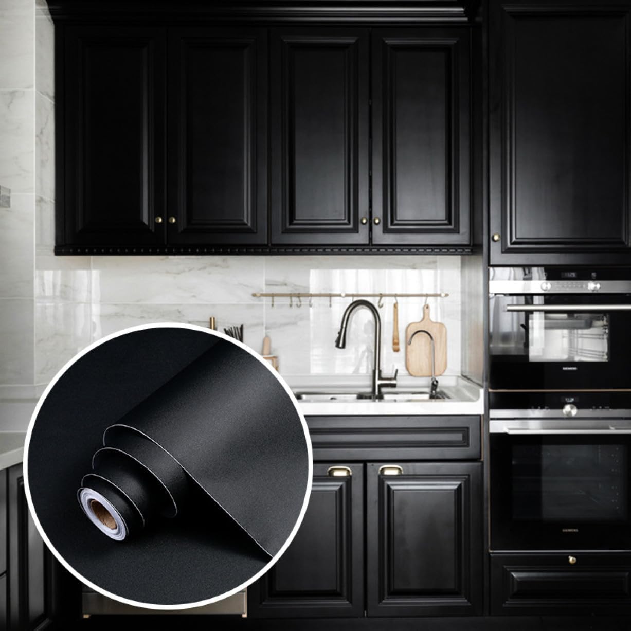 壁紙 シール マカロン 無地 壁紙シール リメイクシート 厚手シール おしゃれ 厚手 40cm*10m DIY 剥がせる 模様替え 簡単貼付 防水 防汚 賃貸OK ブラック キッチン 家具 テーブル