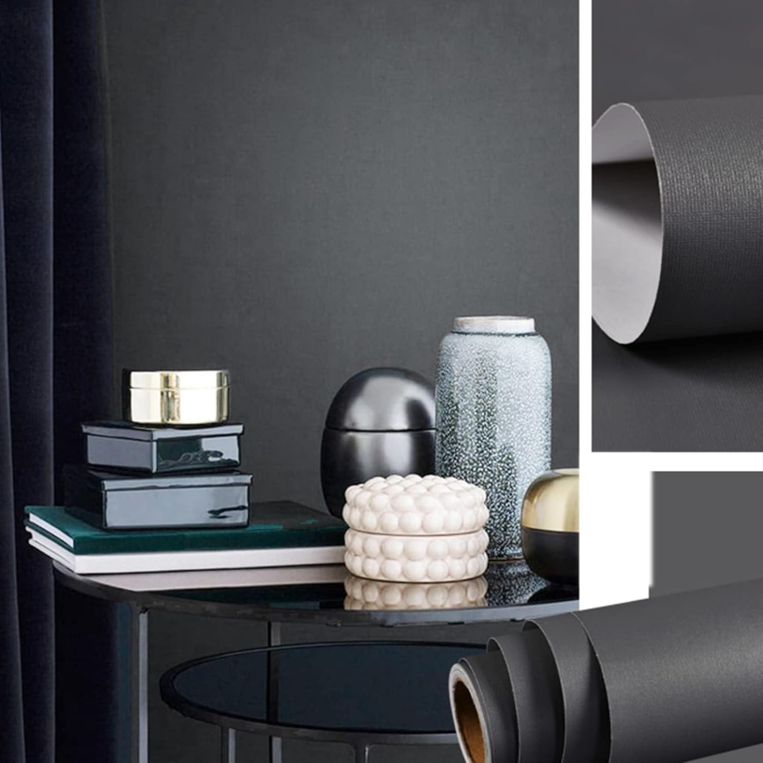 壁紙 シール おしゃれ リメイクシート 巾60cm×長さ10m 60cm*5m 壁紙シール 壁紙 剥がせる カッティングシート 防水 ダークグレー シート キッチン 壁紙 ウォールステッカー 北欧 男