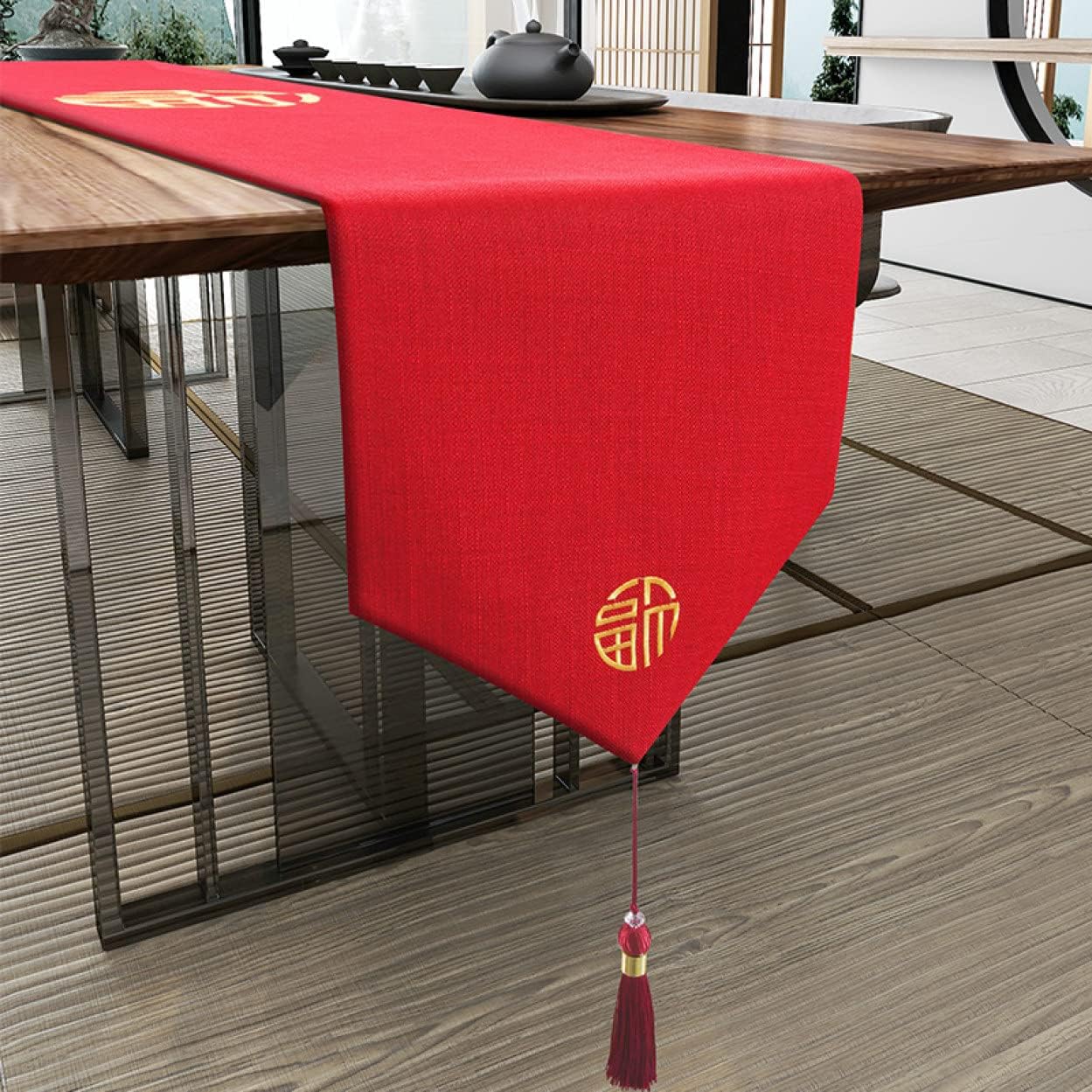 おしゃれ テーブルランナー タッセル テーブルマット テーブルセンター テーブル ランナー テーブルコーディネート 無地 シンプル 吸水 カラー 速乾 アジアン 雑貨 クロス モダン ディナー クリス