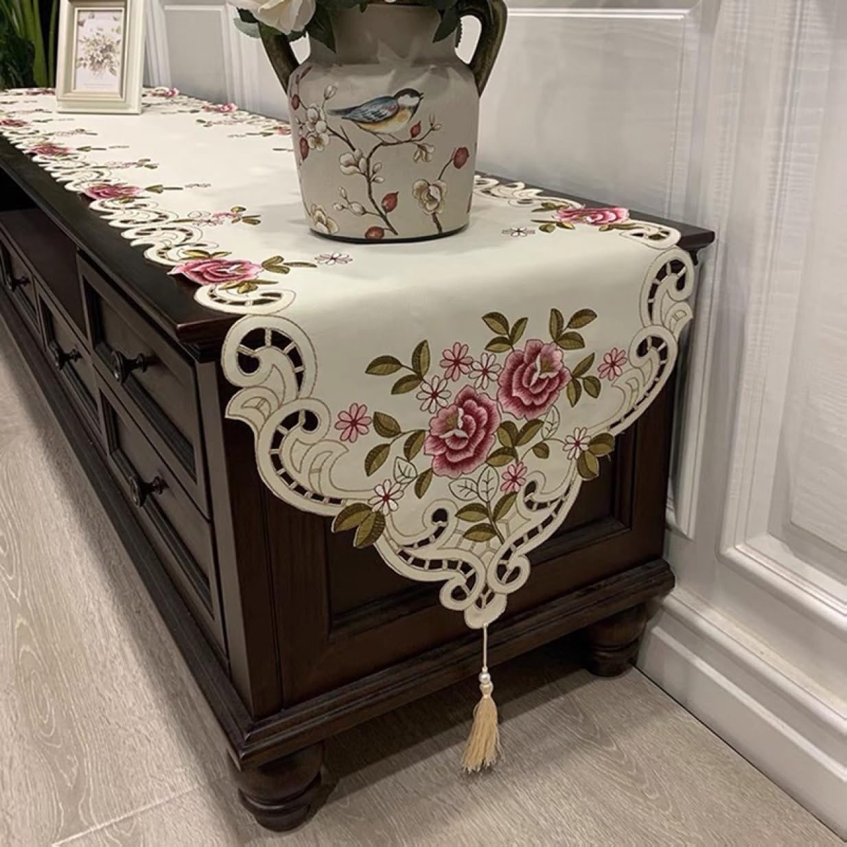 花 カットワーク刺繍 40*200cm テーブルランナー 40*120-290cm テーブルランナー ビンテージの花刺繍 ..