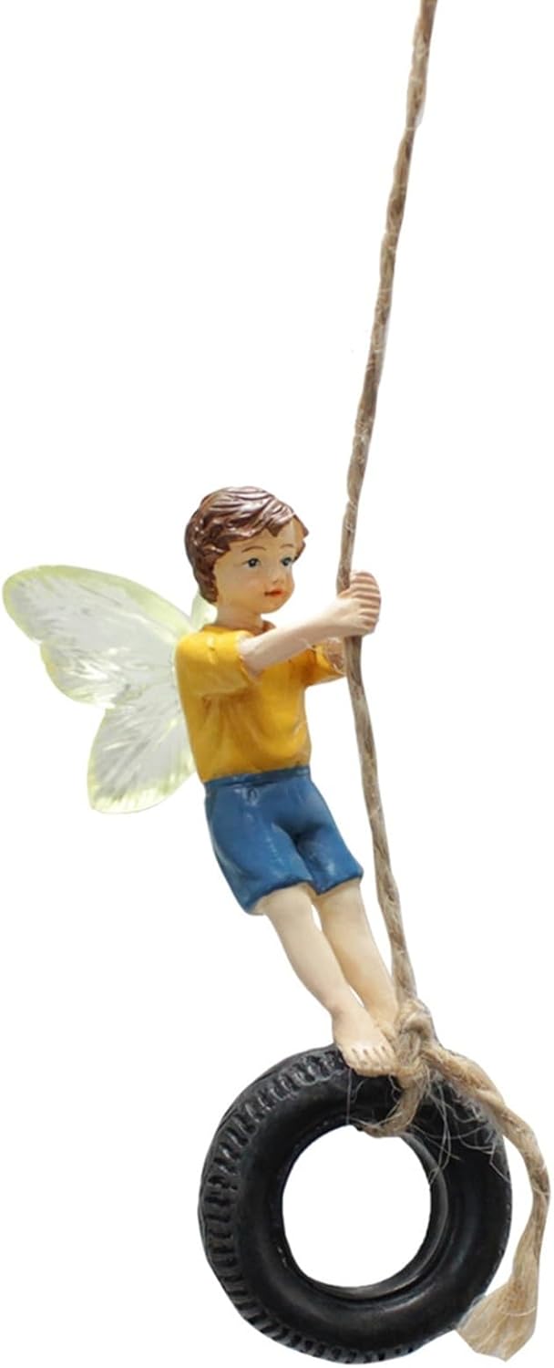 ガーデンオーナメント ガーデニング フェアリー ぶらんこタイヤ 掛ける 可愛い 田園風 樹脂 庭飾り 防水 耐久 園芸雑貨 インテリア アウトドア ミニガーデン 屋外 デコレーション フェアリー(3)