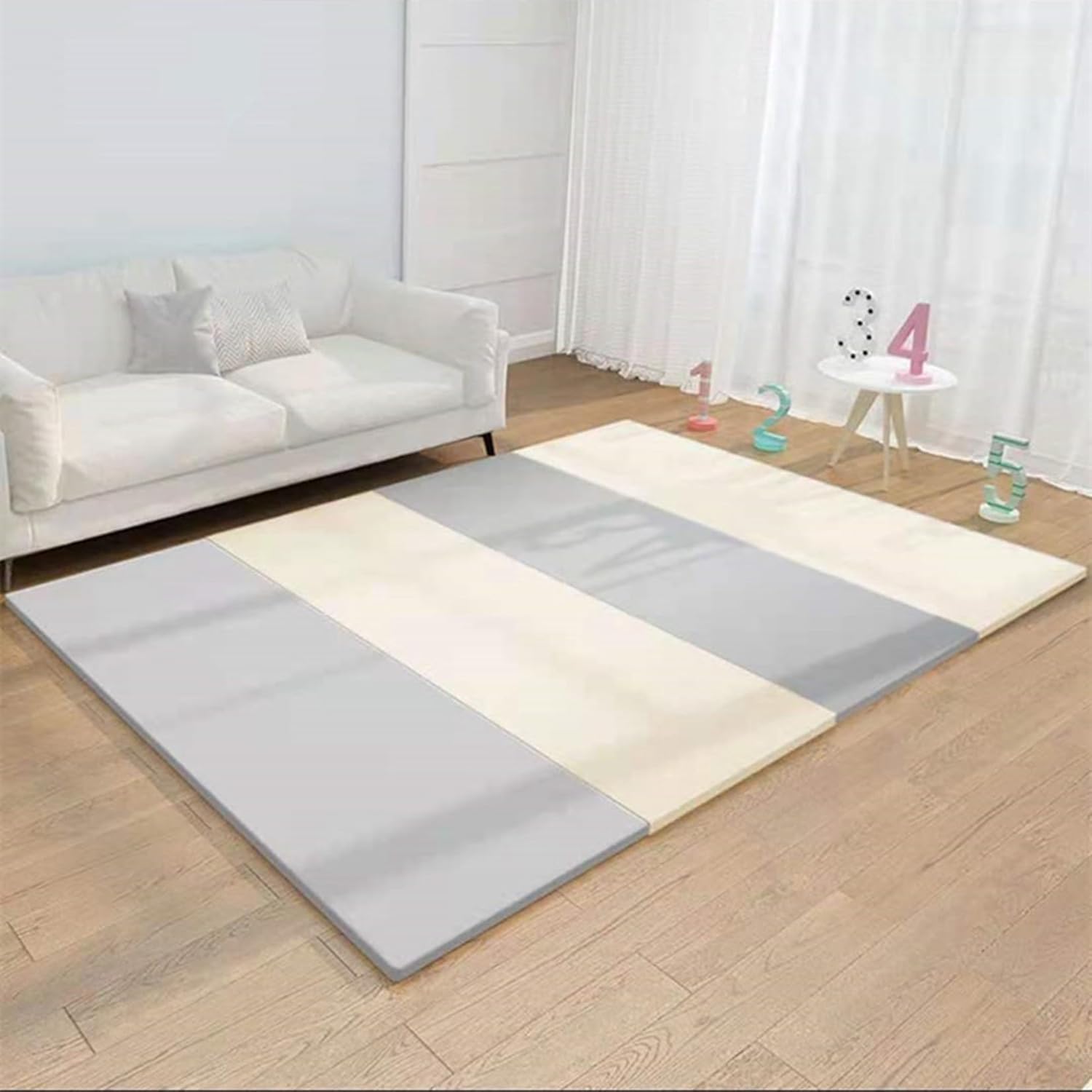 プレイマット 折りたたみ 両面使用可 極厚4cm 滑り止め クッションマット 防水防汚 防寒 弾力性 厚手 4連 可愛い 赤ちゃん 幼児 ベビープレイマット 敷物 知育 遊び 転倒防止 出産祝い 18