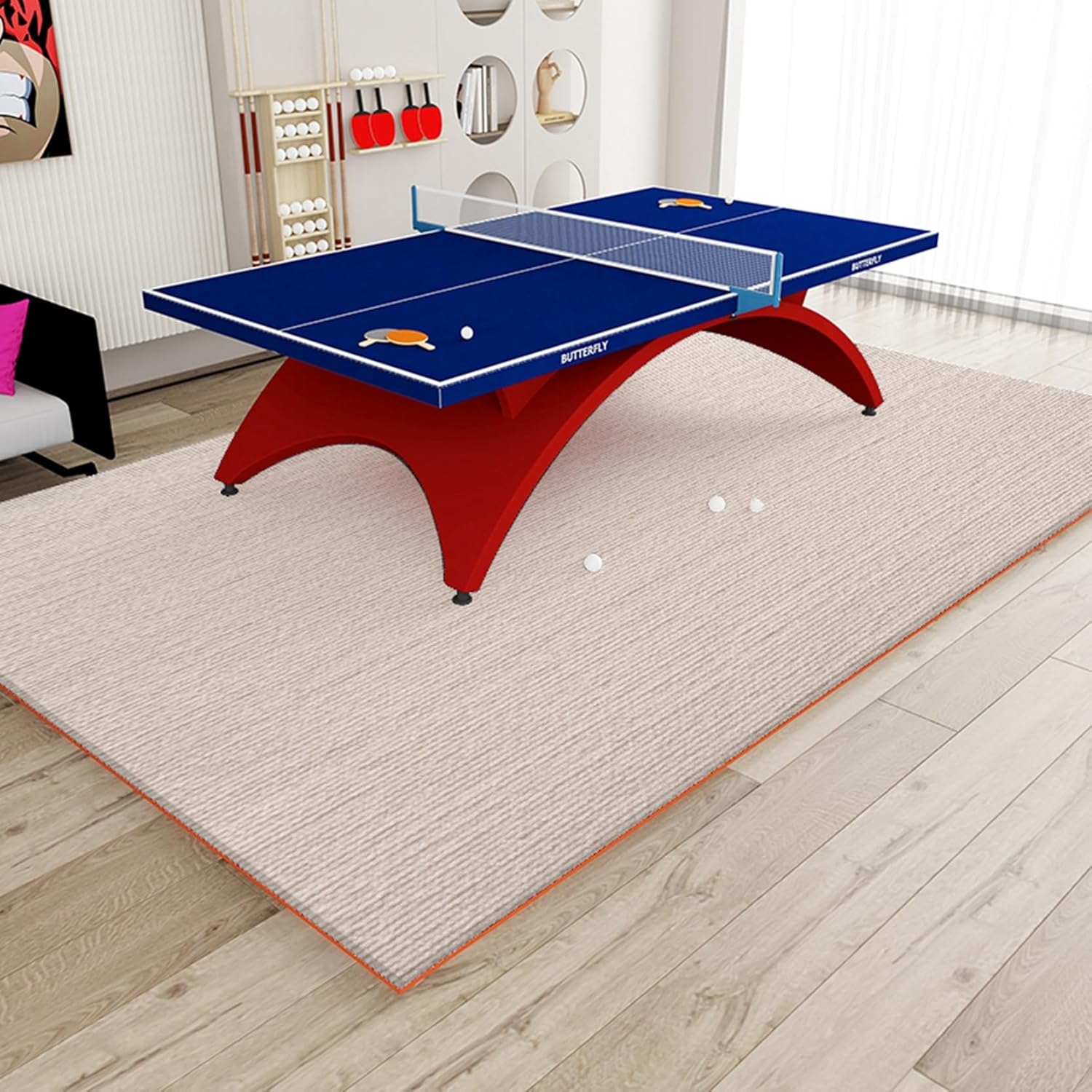 卓球台カーペット 防音ラグ 床保護マット ズレない 静音 厚手 防振 騒音対策 大判 滑り止め 防水 家具..