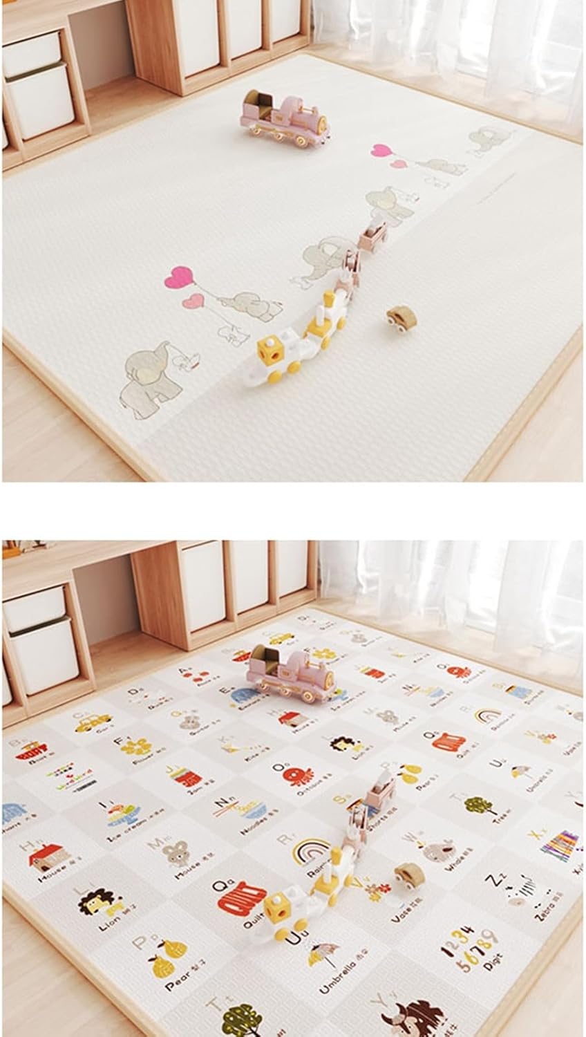 プレイマット 両面使用可 キッズプレイエリアラグ 子供部屋 ベッドサイドマット 遮音 転倒防止 保育園の入学 滑り止め 洗える キズ防止 防ダニ 北欧風 教育 小学校 保育園 プレイルーム 冷房対策
