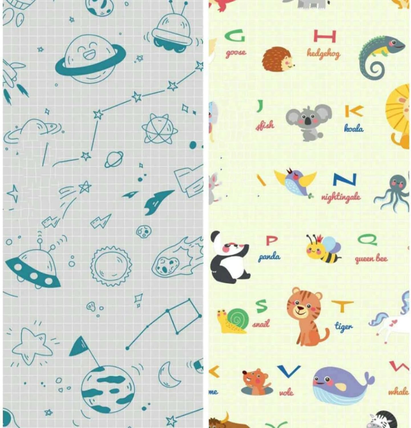 ベビープレイマット 遊びマット 両面使用 リバーシブル 防音防水 ベビージム クッション 滑り止めパッド 折りたたみ 収納便利 ゲームパッド 防汚 教育促進 防滑 防ダニ 赤ちゃん 幼児