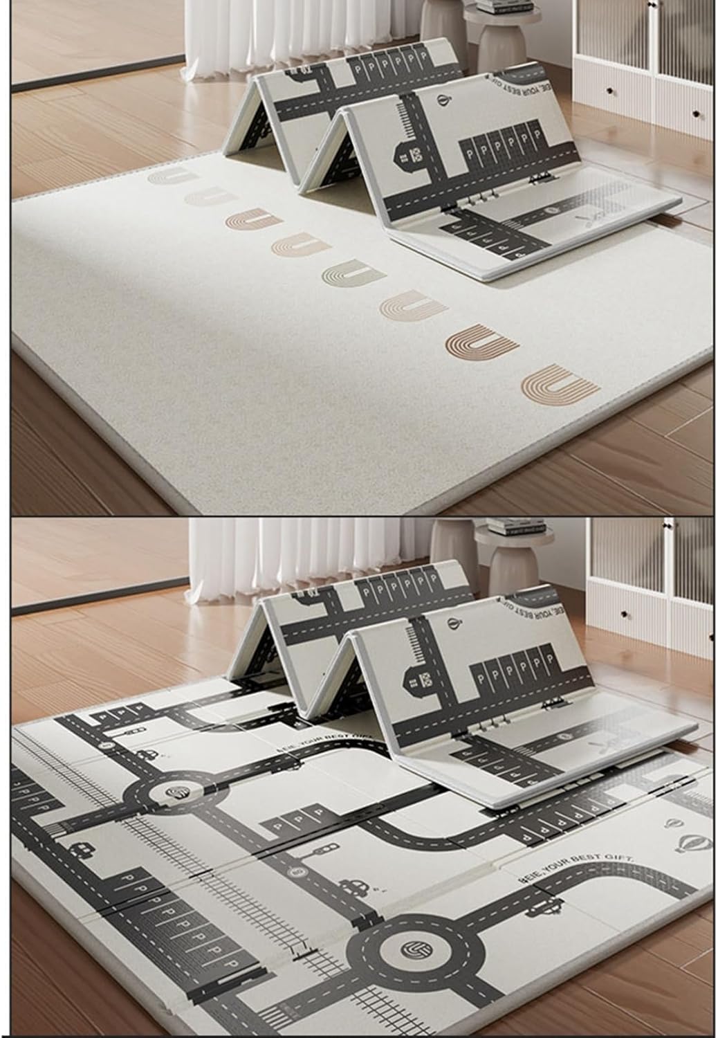 ベビープレイマット 遊びマット 150*180*2cm 子供用 遊びマット 折り畳み式 両面使用 ラグマット 女の子 男の子 道路柄 ゲームマット ベビーマット 安全無毒 防水防音 プレイマット 折り