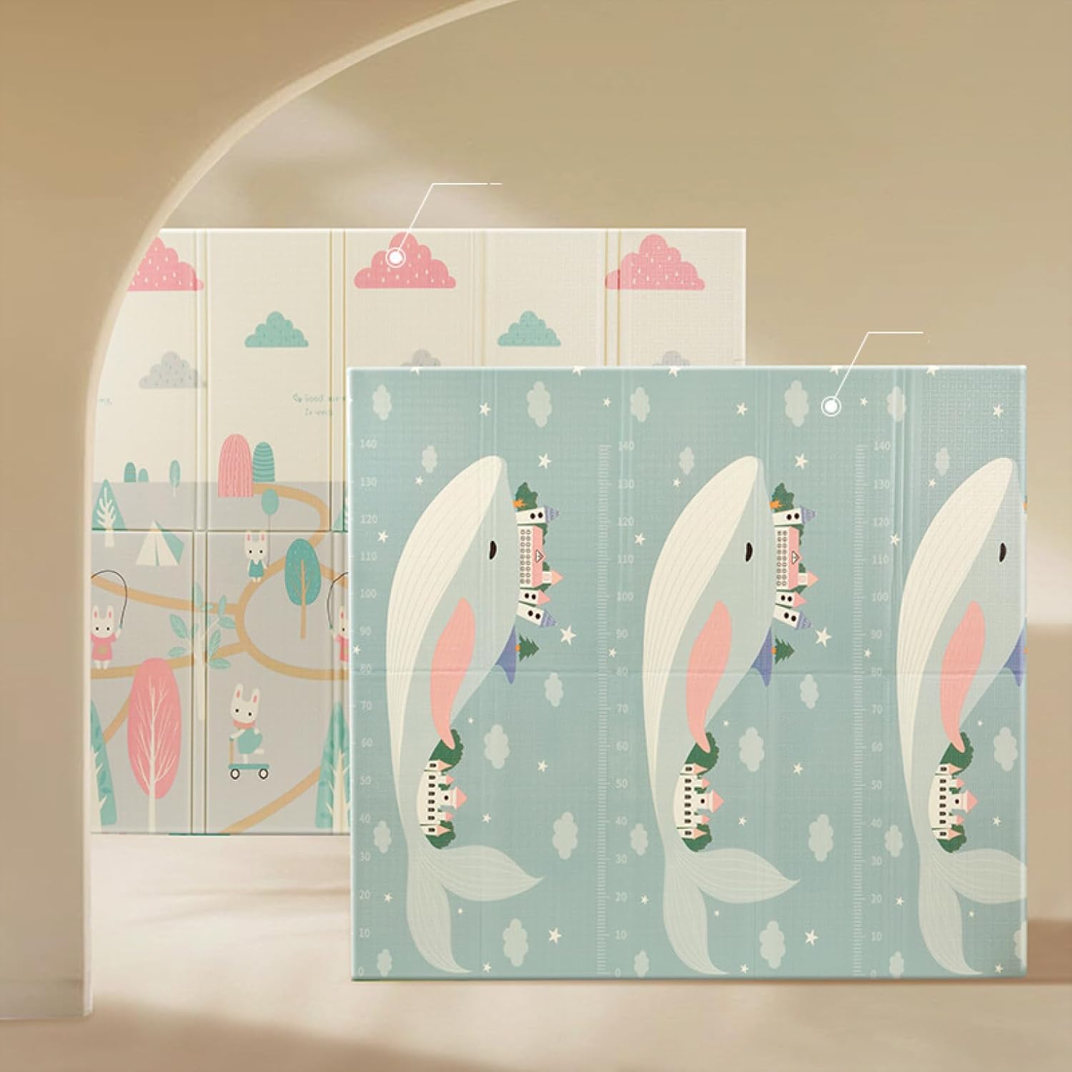 爬行パッド 遊びマット 200cm*180cm*2cm ベビープレイマット 折りたたみ カーペット 軽量 安心素材 遊びカーペット 動物 可愛い クッション性 転倒防止 吸水 速乾 玩具敷物 両面使用