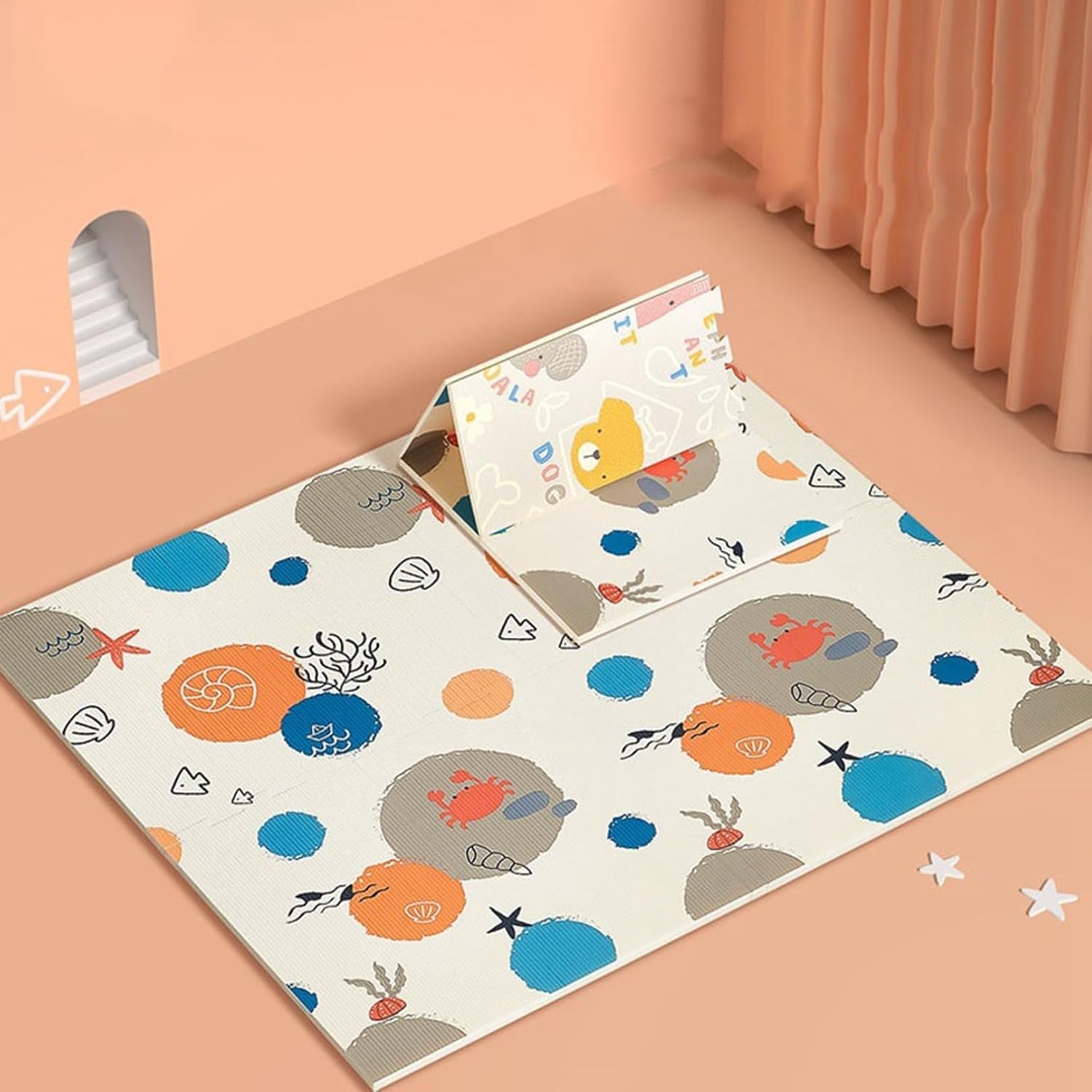 プレイマット 遊びマット ベビー 子どもプレイマット 折り畳み式 恐竜 動物 可愛い ベビープレーマット 滑り止め 防水 ベビーマット 安全無毒無味 両面使用 子供ゲームパッド 転倒防止 幼稚園 ベビ