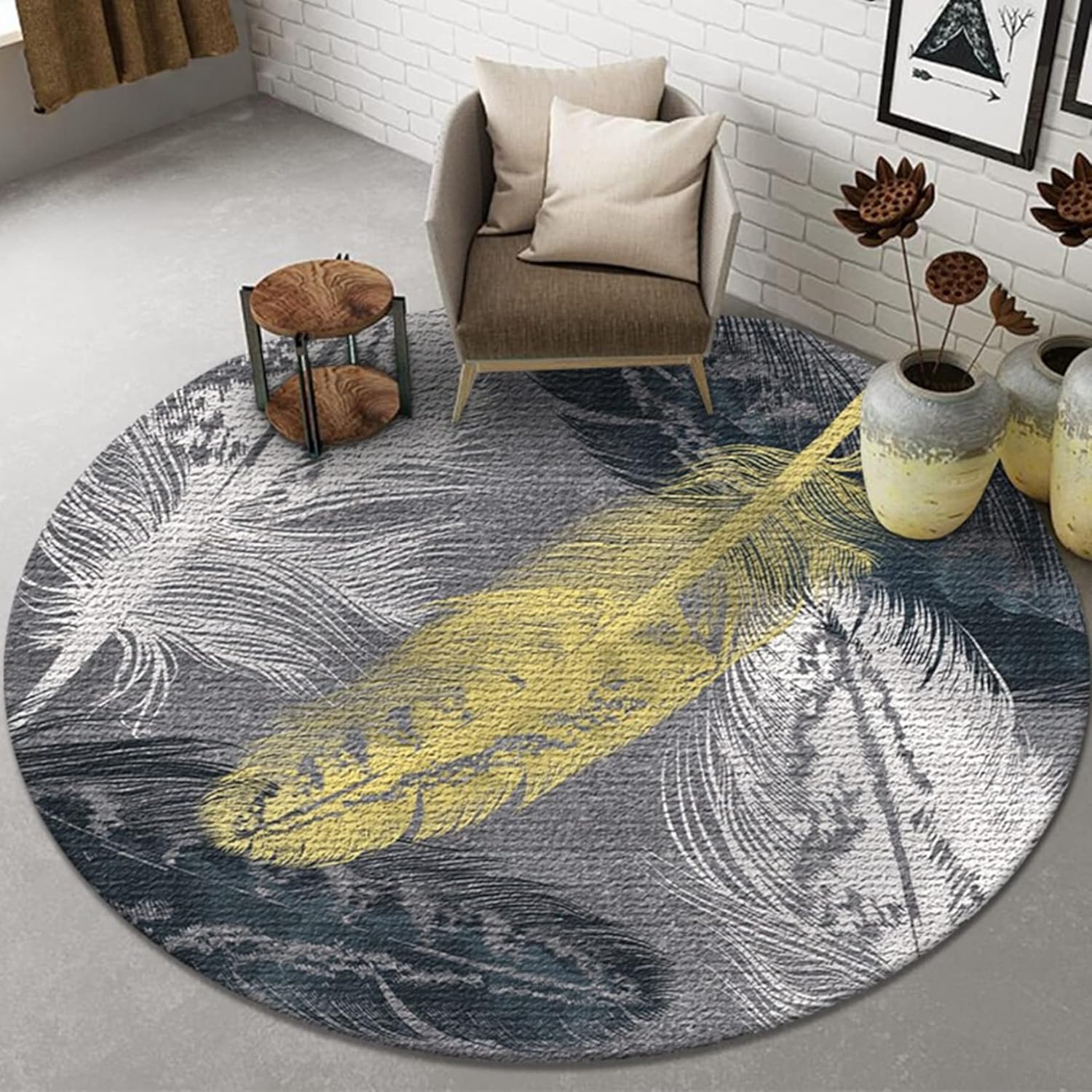 ゲーミングチェアマット 円形 カーペット チェアマット 幾何柄 デスクカーペット フローリング保護マット ずれない 騒音対策 防汚防滑 防水 キズ防止効果 洗濯可 デスクチェアマット 在宅勤務 下デス