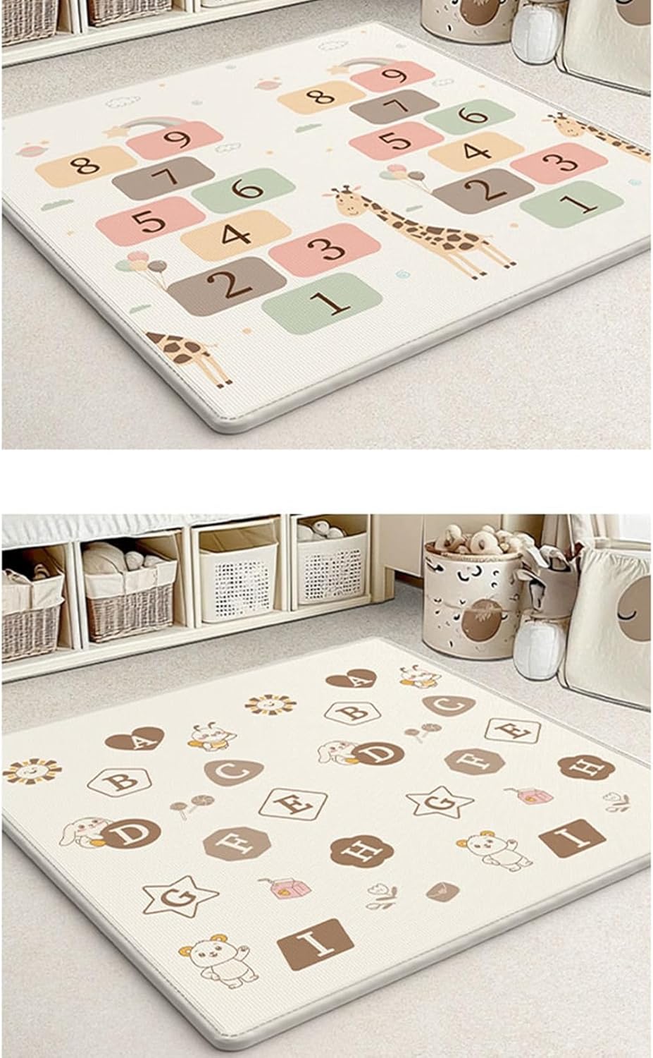 キッズラグ プレイマット 動物柄 ゲームマット リバーシブル 夏用 ホットカーペット対応 180CM*100CM**2CM 防音 転倒防止 ペット対応 カラフル 遊べる 知育 保育園 居間 ダイニング