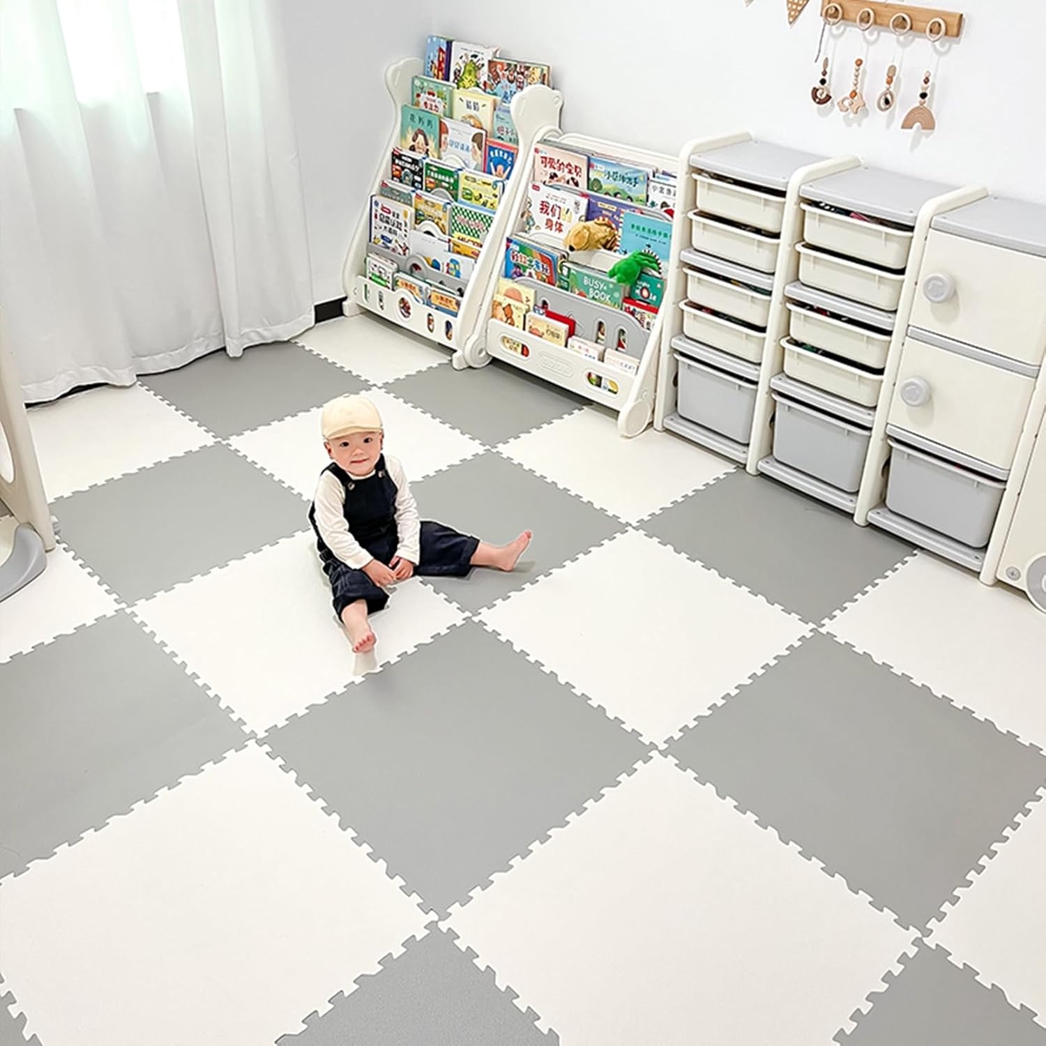 ジョイントマット プレイマット パズルマット 大判 60*60cm タイルカーペット 8枚-60*60*1.4 クッション 床保護 ふち付き 床暖房対応 防音 防滑 ズレにくい 洗える ベビー 子供部