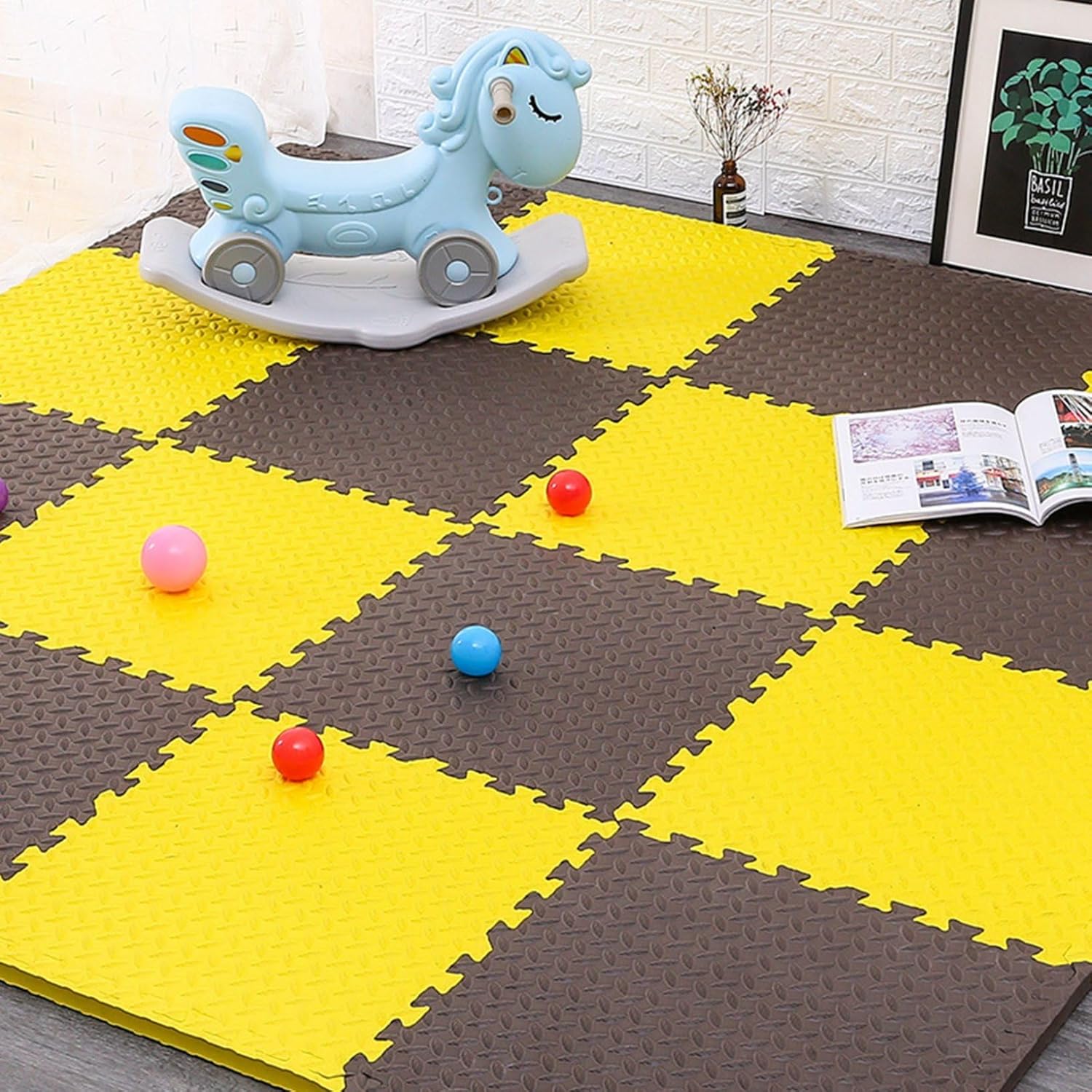 ジョイントマット 厚手 プレイマット 下敷き 無地 滑り止め 子供 タイルカーペット スプライスマット 正方形 収納便利 サラっとした手触り 清潔ラクラク サイレント 自宅用 ベビー 遊び場 高反発