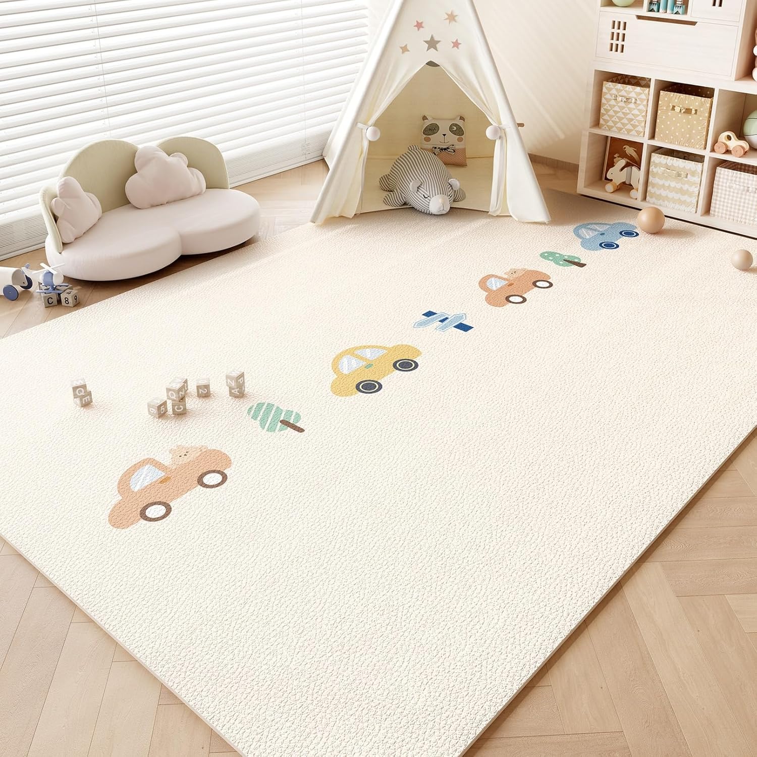 キッズカーペット プレイマット ゲームマット 夏用 pvc 大判 可愛い柄 遊べるラグ 知育 子ども部屋 80x120cm 遮音 転倒防止 ペット対応 北欧風 ベビー 幼稚園 冷房対策 プレイルーム