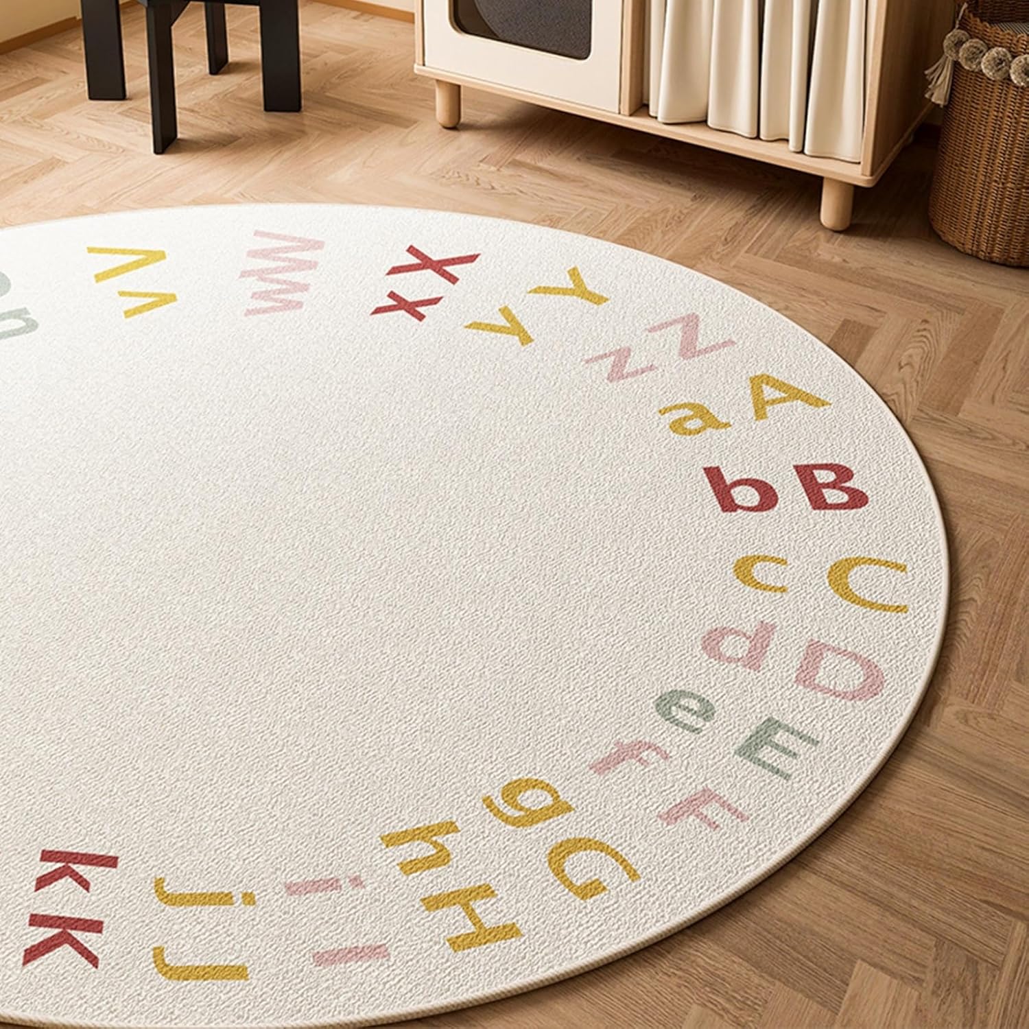カーペット 円形 プレイマット 子供部屋 大判 遊びラグ 無地 滑り止め付 ずれない 直径60cm サラサラ 丸洗い 大きめ 洗えるラグ 手触りいい 耐磨耗 遮音性 和室 洋室 ペット対応 居間用 ダ