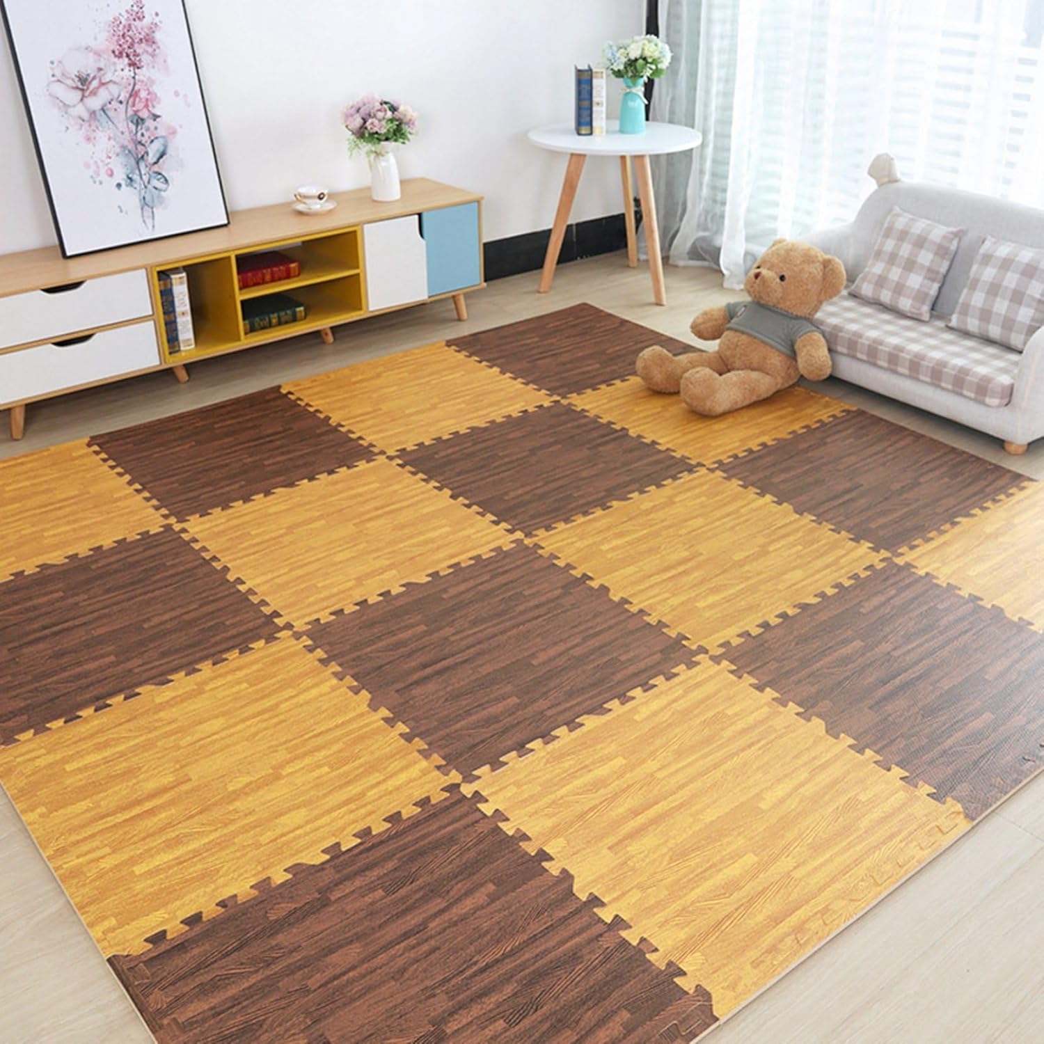 　　　 -------商品詳細------- 【赤ちゃん用】暖かくて柔らかいぬいぐるみ、厚みのある滑り止めを追加するファッショナブルで多用途な方法で、赤ちゃんの転倒を効果的に防ぎ、赤ちゃんがハイハイや楽しく遊べるようにします。 【柔らかいマット】ふんわりしたシャギー敷物、手触りが柔軟で弾力性抜群、柔らかいタッチのラグマットです。きめ細かい繊維が突起しており、手触りが柔軟で弾力。 【自由に組み合わせ】お好みの形に合わせてカットできる！カッターやハサミで自由にカットできるので、お部屋の柱や家具の角などに合わせて、ぴったり数き詰めることができます。 組み合わせ次第で自分だけのマットに! 保育園、こども部屋、リビング、居間、台所、洗面所脱衣所にもOK！汚してしまっても、汚れたところだけ取り外して水洗いが出来るのでとっても便利！ペットを室内で飼われているお家にもおすすめです。 【柔らかく安全】柔らかく安全で足元が快適なサンゴフリース製で、脱落がなく、掃除とメンテナンスが簡単で、広い範囲をカバーします。 【用途】ベッドの周りに置いて、転倒を防止し、横になって寝ることができ、家庭用の厚みのあるコーヒーテーブルの敷物としても使用できます。説明 ■【様々なシーンにおすすめです！】 ?夏はエアコンによる冷え過ぎをカバーし、冬はホットカーペット・床暖房対応、梅雨時に問題なく使用しています。オールシーズンで使えます ?ベッドの辺、玄関、和室や客間、リビング、ダイニングなどの人が集まる空間や、寝室、書斎、プライベートルームといった落ち着きを演出する空間など、どのお部屋にもぴったりです。 ?いぐさラグはひんやりと冷たい涼感ラグとして使用することができます。そのため、夏用ラグとして使うことができます。夏ラグとして自然なお部屋づくりをすることもでき、 ?フローリングに敷くことで、洋室の中に和室を作ることもできます。和モダンな雰囲気も作ることができます。リビングや客室のような、和風テイストをお部屋に取り入れたい場合にオススメの商品です。 ■【メリット】 ?置きたい場所に合わせて大きさを調整することができ！ ?マットを1枚敷くだけで、日常の中の小さい傷や汚れから大切な床を守り！ ?清掃簡単・繰り返し使用でき；洗濯機で丸洗い、汚れたらサッと洗っていつでも清潔！ ?長い梅雨の日でも大雪の日の中でもフロア汚れを最小限に抑えます ?カーペット表面の凸凹が屋内に持ち込みたくないホコリ汚れや水などをしっかり捕らえ、吸収 ?吸音性が高い、様々なところに適しています ?滑り止めに優れ、安全に使えます ■【ご注意】 ?素材特有の匂いがある場合がございます。そのままに開けて、（2-5日）しばらく後自然に匂いがなくなります！ ?安心サービス：万が一商品が問題あるなら、すぐにご連絡ください, 必ず満足できるアフターサービスを提供いたします。