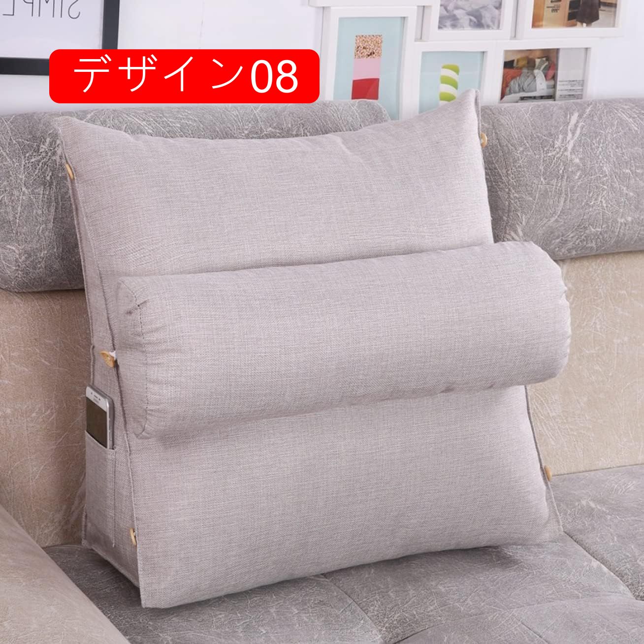 三角クッション 背もたれ クッション 60*50*20 ベッド 座椅子 大きい おしゃれ クッションソファ 足枕 腰枕 長方形 寝れる ウェッジ枕 デザイン 北欧 洗える クッション オフィス 車用 [3]