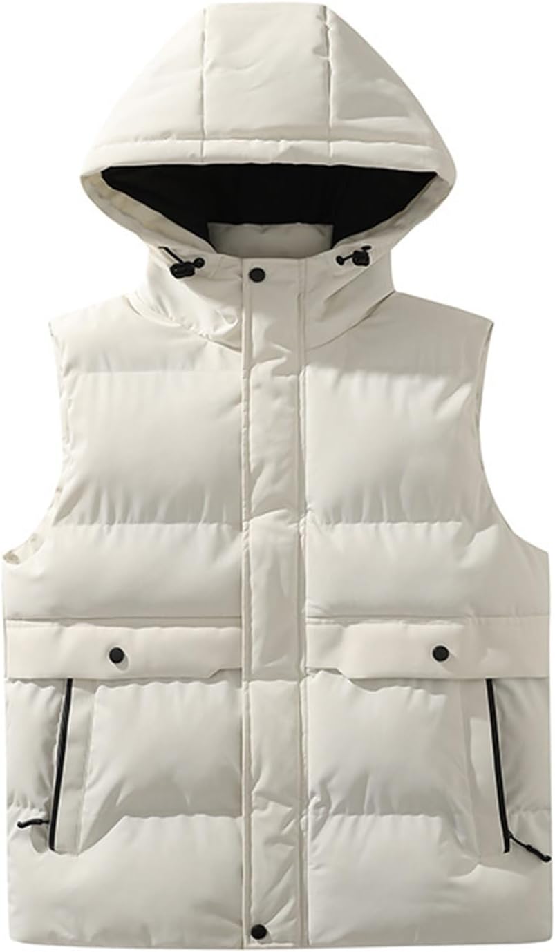 楽天Funny Life 楽天市場店中綿ベスト メンズ 秋冬ベスト ダウンコットン 無袖 チョッキ 重ね着 アウター 厚手 防風 保温性 防寒着 あったかい フード付き カジュアル 軽量 大きいサイズ アウトドア 釣り ウォーキング