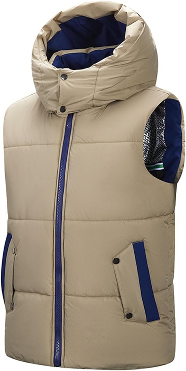 メンズ ダウンジャケット フード付き 着脱可 ハイネック 中綿ベスト 袖なし パファ...