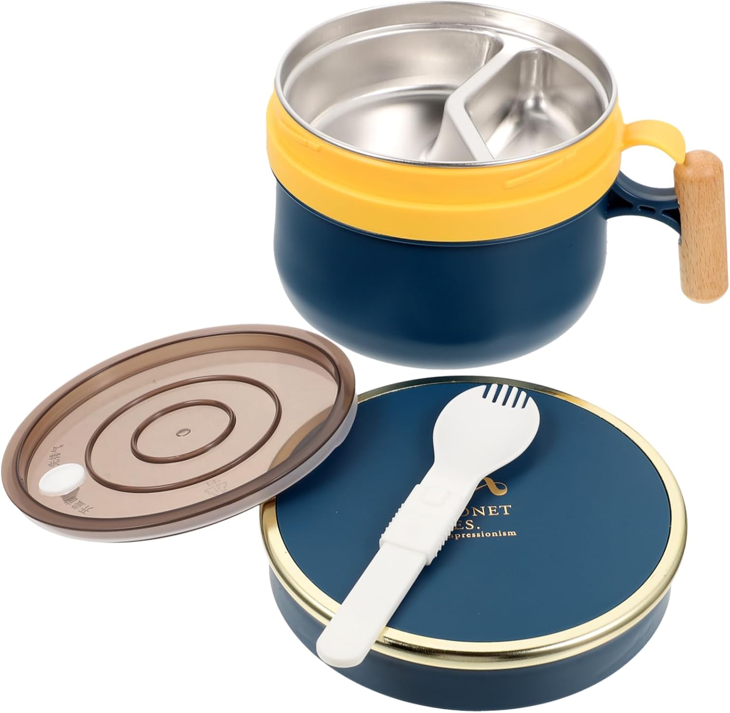 二層インスタントラーメンスープボウル 大人向けのお弁当箱 アジアンスープボウル ふた付き食品容器 ふ..