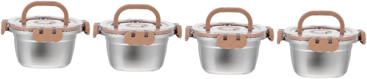 4個 サーマルランチボックス 密封ランチコンテナ 弁当容器 お弁当ホルダー ランチ収納ホルダー 学生弁当箱 シーリングフードホルダー 学生用食品容器 ステンレス鋼 Silver(3)