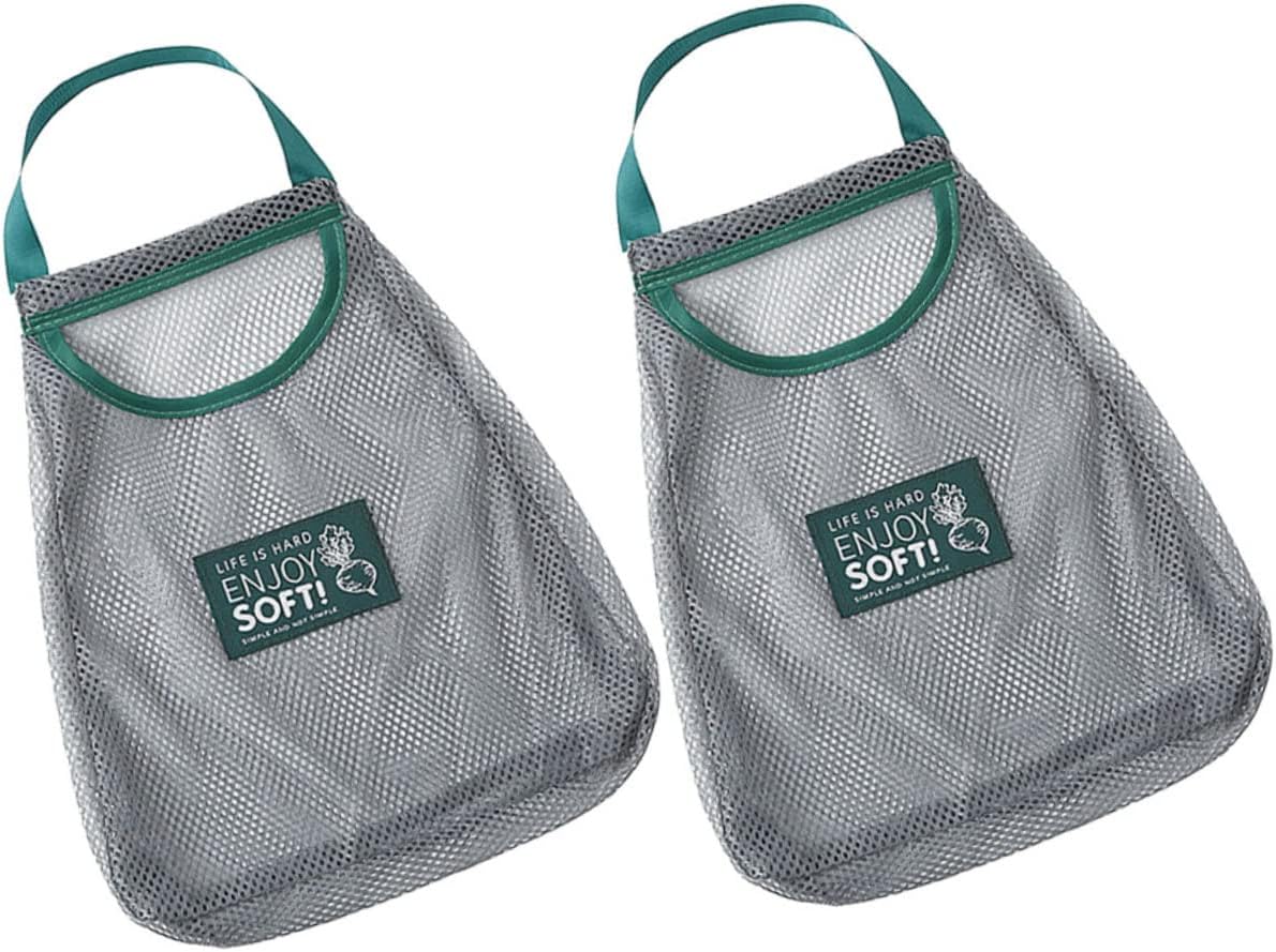 2個 野菜収納メッシュバッグ 野菜メッシュバッグ 生姜にんにくメッシュバッグ しょうがぶら下げ袋 キッ..