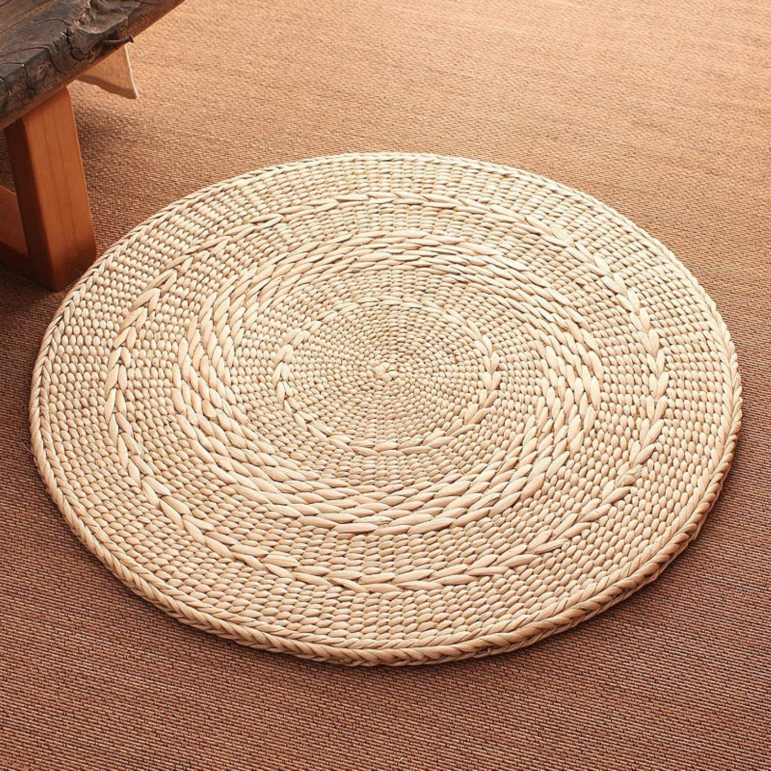 座布団 ざぶとん 円形 モダン カラー 低反発 クッション ラウンドクッション 天然い草 30*1.5cm 椅子用..