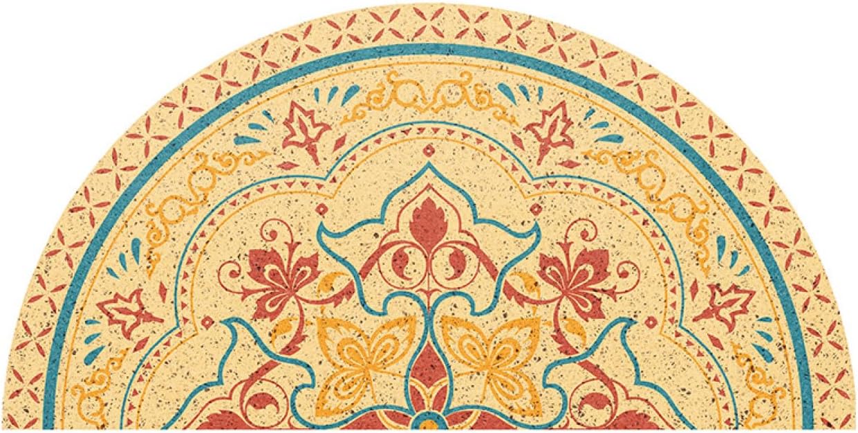 玄関マット 屋外 室内 北欧 洗える 半円形 ペルシャ 花柄 業務用 家庭用 カーペット ラグマット 床保護マット カラー8 泥落とし 吸水 速乾 抗菌防臭 滑り止め アンティーク風 80*40cm