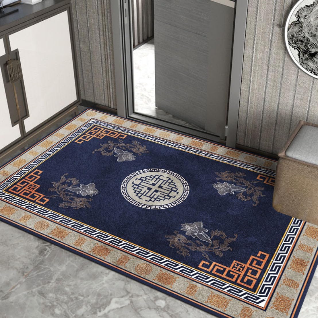 ドアマット 屋外用 玄関マット 泥落としマット 業務用 速乾 吸水 滑り止め カラー18 屋内 おしゃれ オリエンタル柄 丈夫 ベランダ 泥除け 土砂防止 50*80cm ウェルカム エントランス 耐