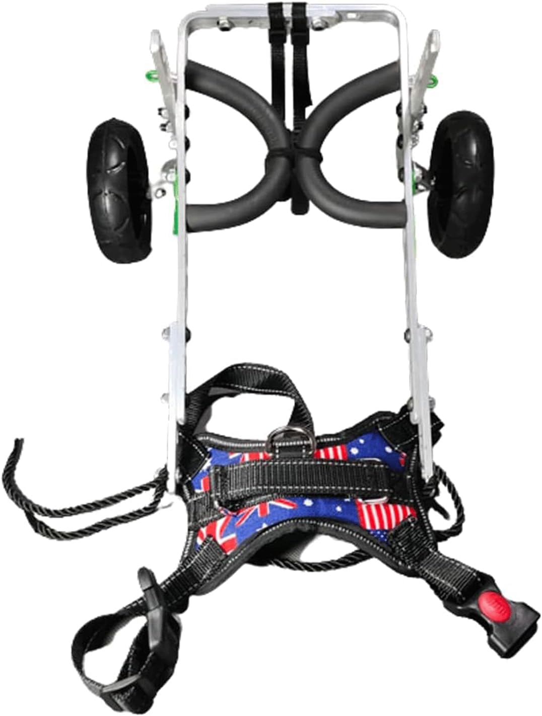 小型ペット用車椅子 プロフェッショナルアルミ犬用車椅子 2つの静かなタイヤ 犬用車 動物リハビリテー..